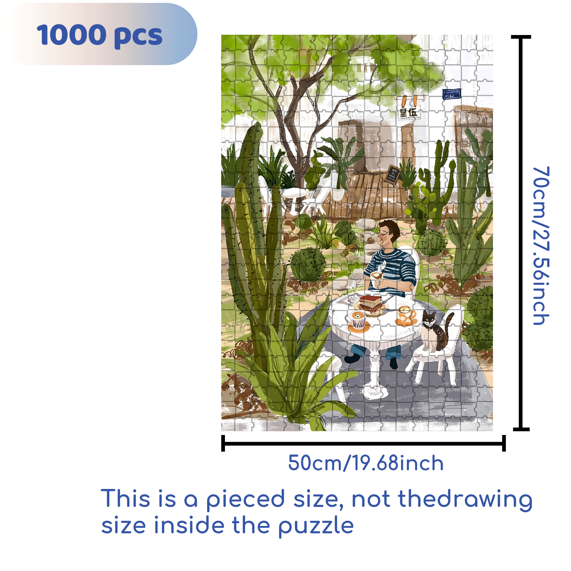 Botanical Cactus Garden  500pcs/1000pcs Jigsaw Puzzle, Scratch-Resistant, Interactive Family Game & Brain-Boosting DIY Decor, Perfect for Halloween, Christmas & New Year Gifts, Family Puzzle Game