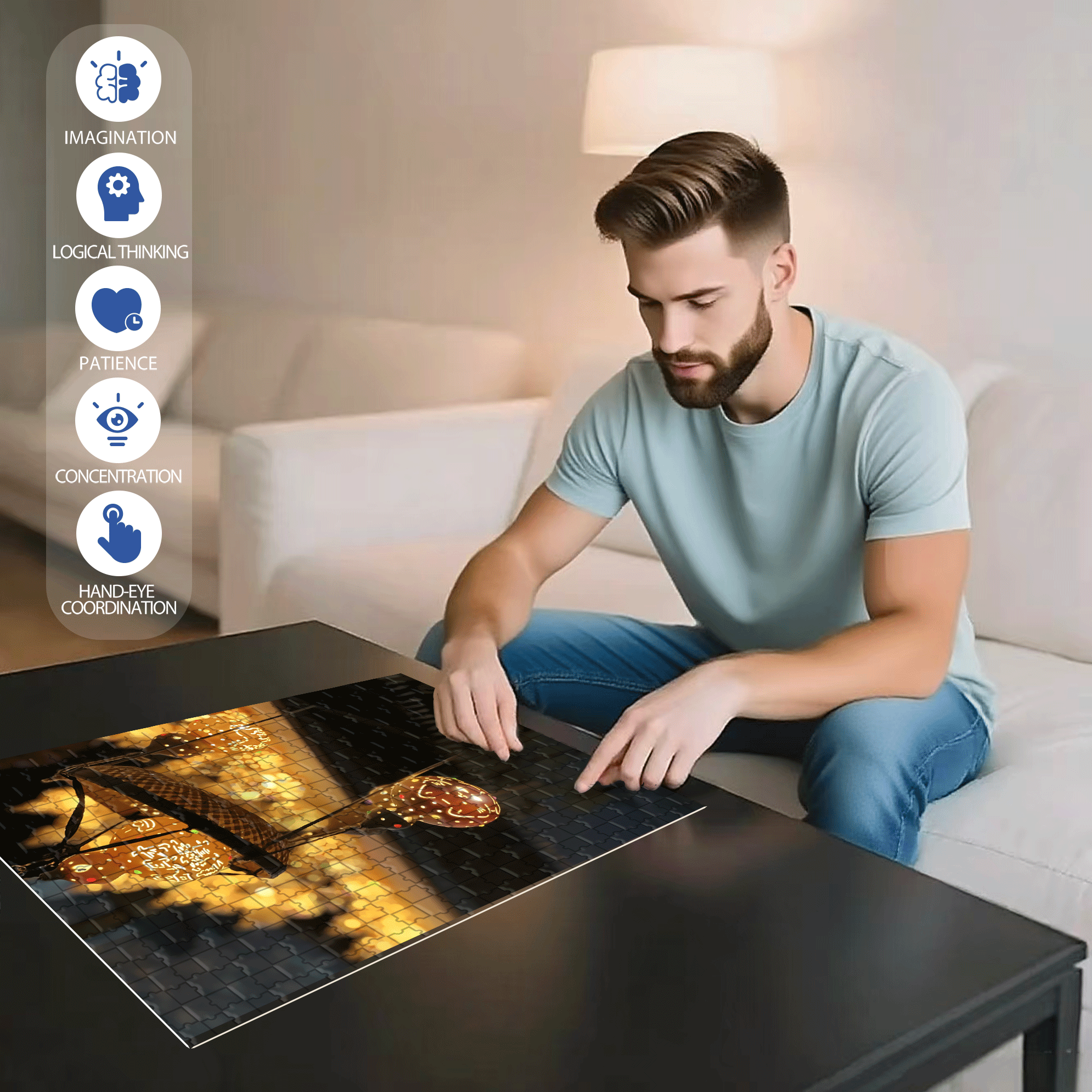 Bring In Wealth And Treasures 500pcs/1000pcs Jigsaw Puzzle, Scratch-Resistant, Interactive Family Game & Brain-Boosting DIY Decor, Perfect for Halloween, Christmas & New Year Gifts, Family Puzzle Game