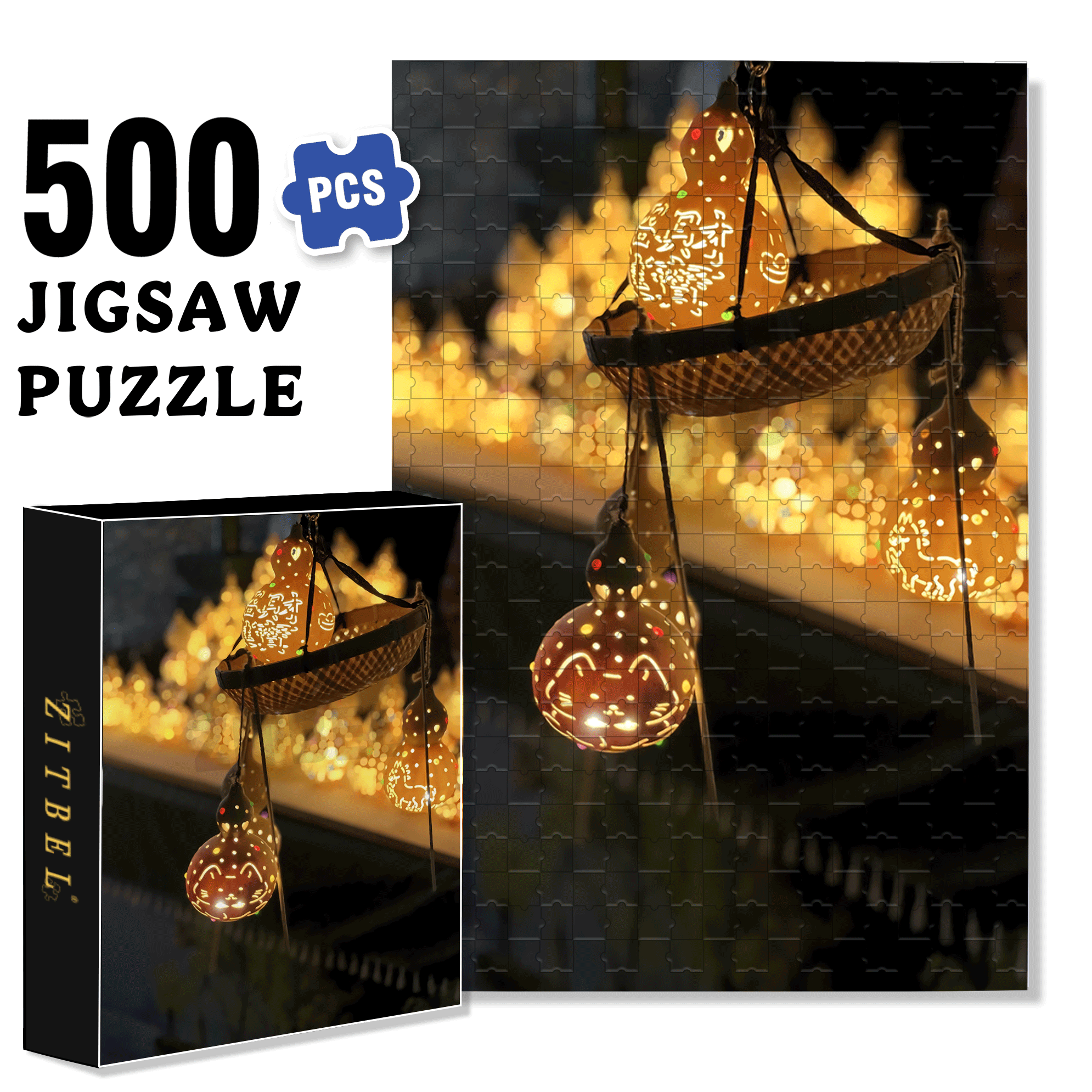 Bring In Wealth And Treasures 500pcs/1000pcs Jigsaw Puzzle, Scratch-Resistant, Interactive Family Game & Brain-Boosting DIY Decor, Perfect for Halloween, Christmas & New Year Gifts, Family Puzzle Game