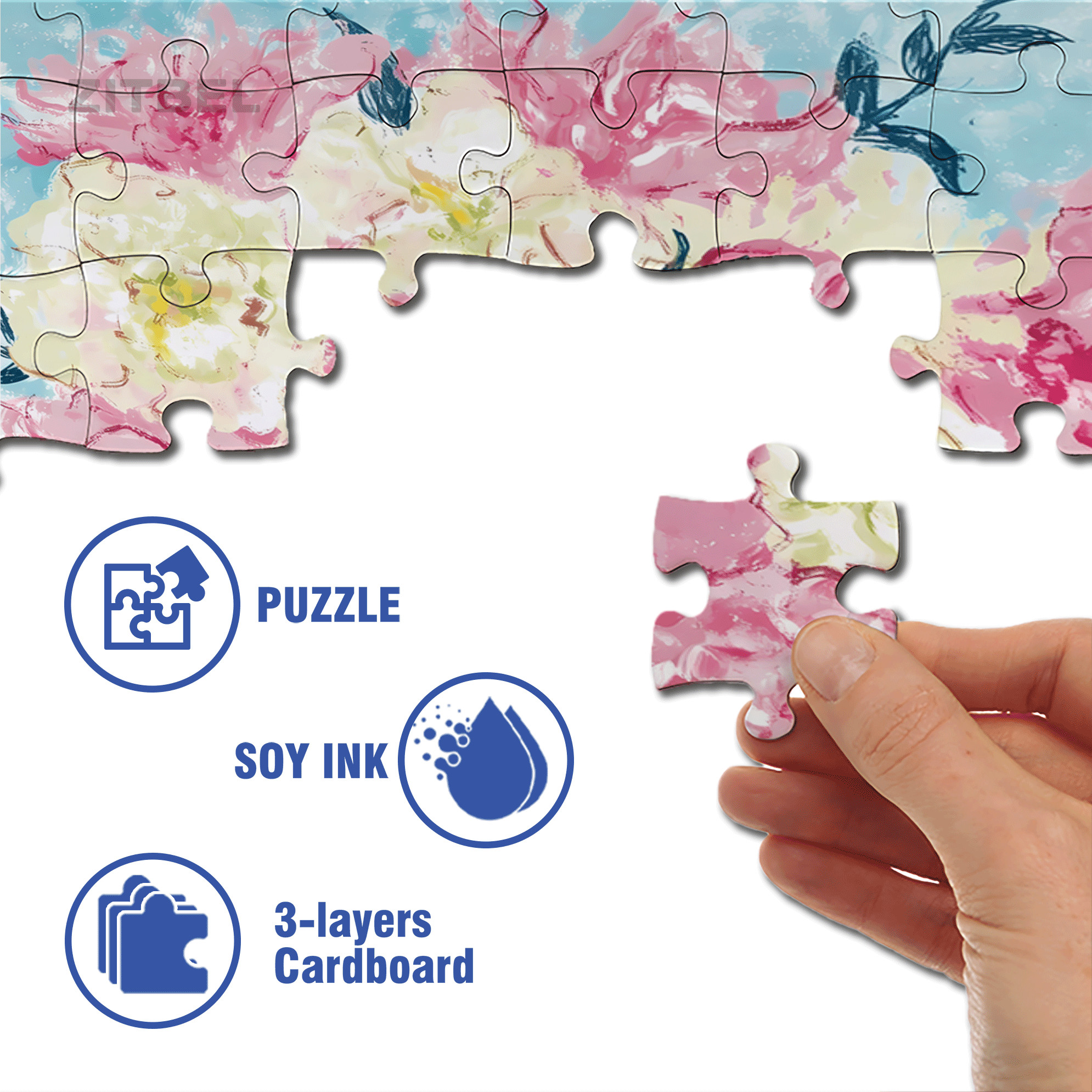 Colorful Peony 500pcs/1000pcs Jigsaw Puzzle, Scratch-Resistant, Interactive Family Game & Brain-Boosting DIY Decor, Perfect for Halloween, Christmas & New Year Gifts, Family Puzzle Game