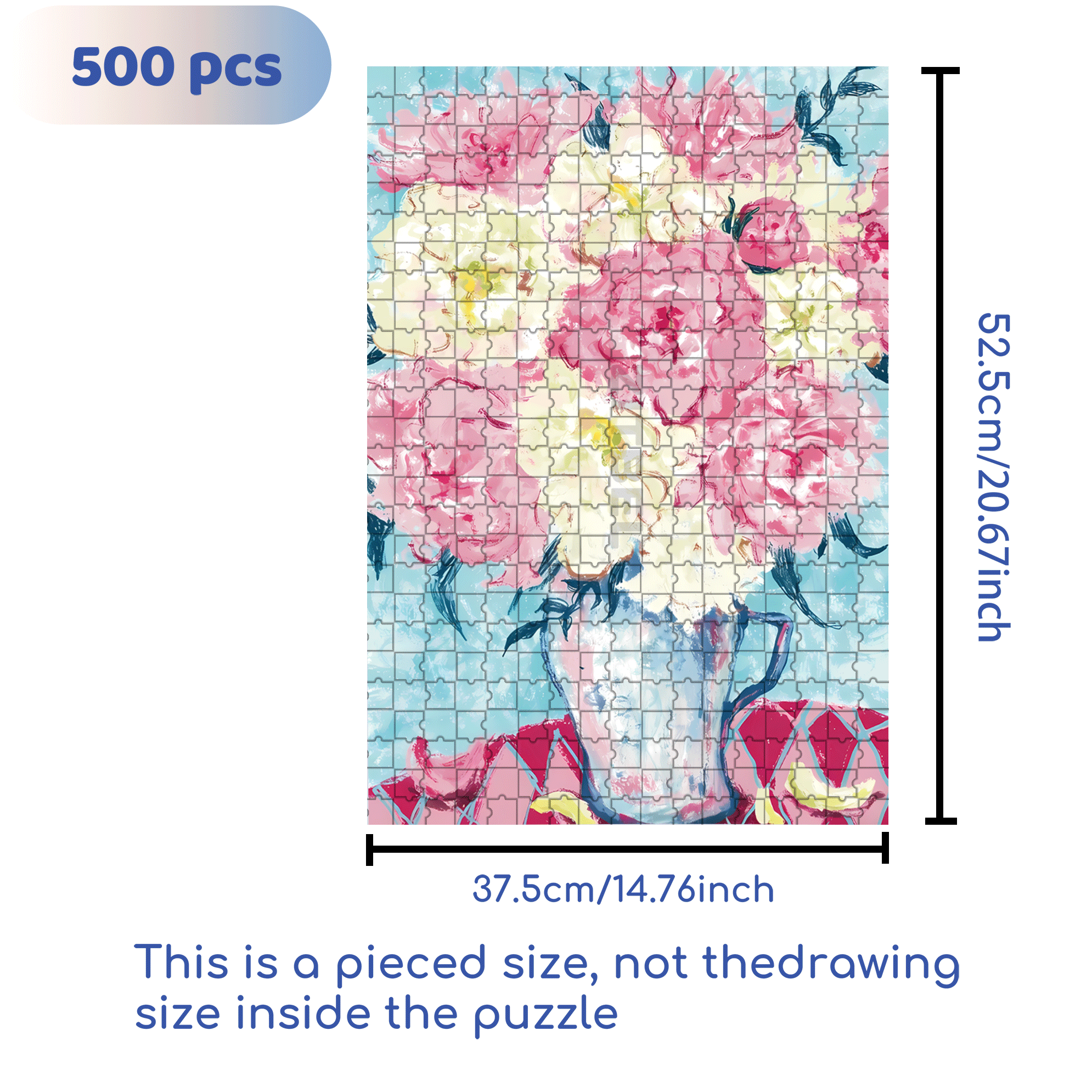 Colorful Peony 500pcs/1000pcs Jigsaw Puzzle, Scratch-Resistant, Interactive Family Game & Brain-Boosting DIY Decor, Perfect for Halloween, Christmas & New Year Gifts, Family Puzzle Game