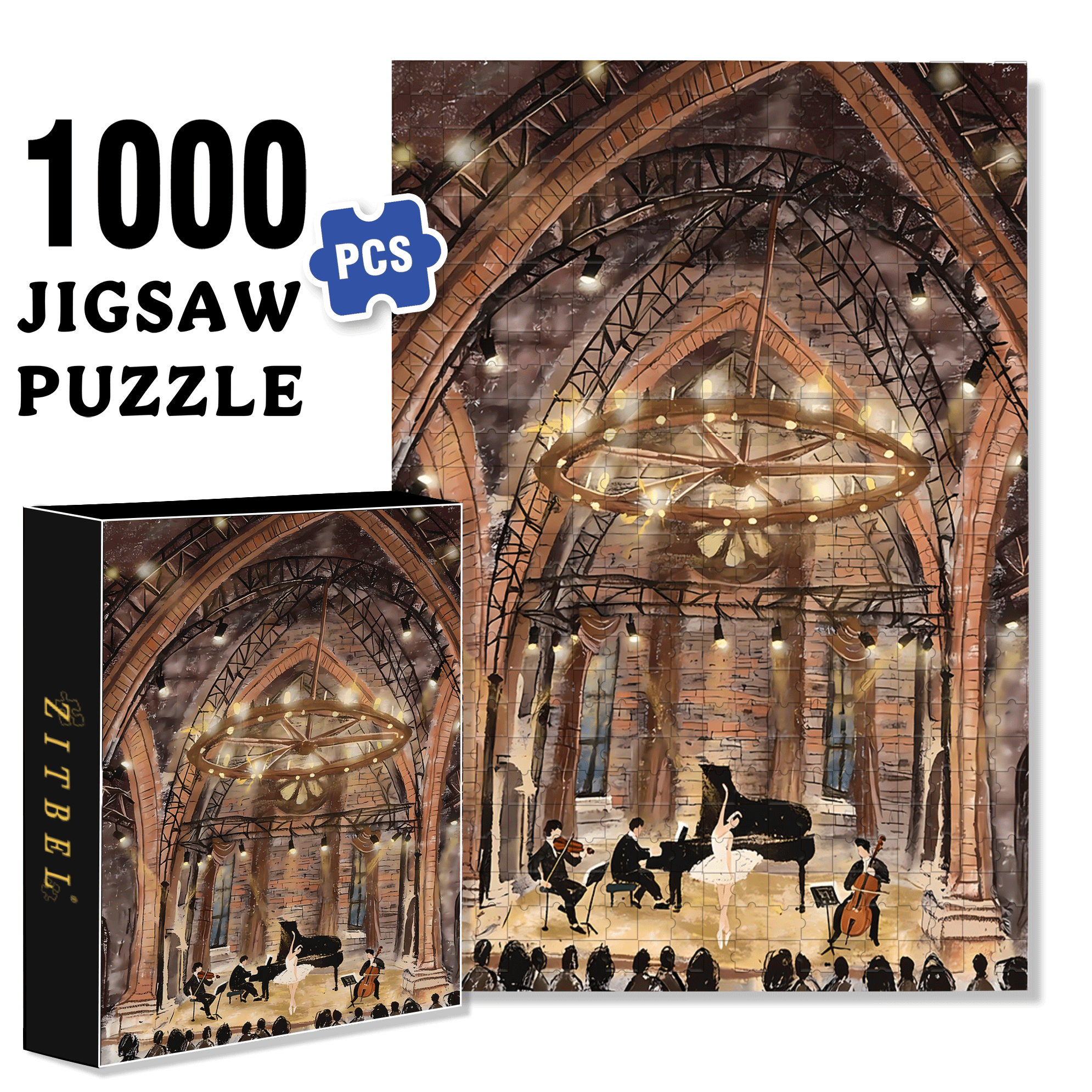 Concert In The Church 500pcs/1000pcs Jigsaw Puzzle, Scratch-Resistant, Interactive Family Game & Brain-Boosting DIY Decor, Perfect for Halloween, Christmas & New Year Gifts, Family Puzzle Game