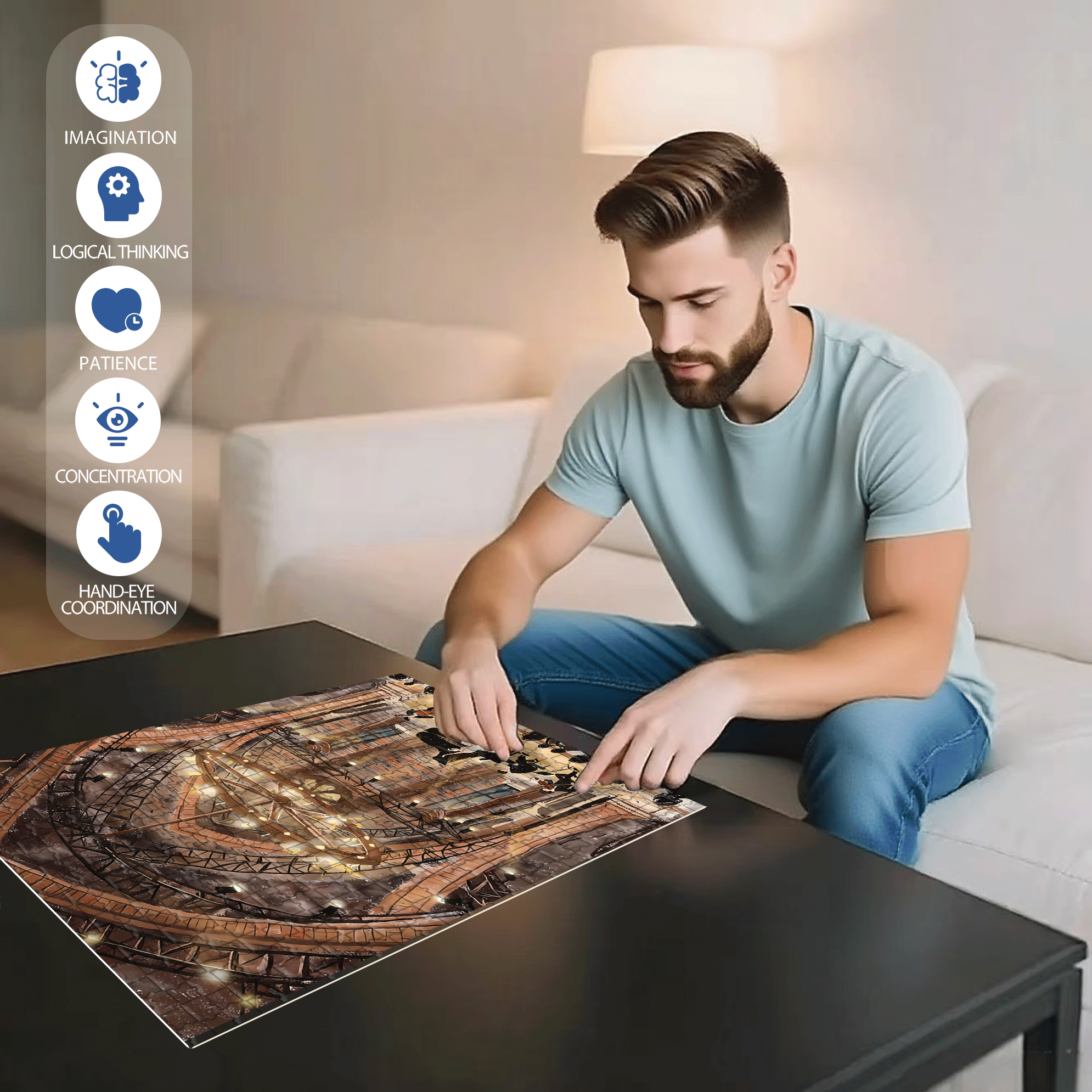 Concert In The Church 500pcs/1000pcs Jigsaw Puzzle, Scratch-Resistant, Interactive Family Game & Brain-Boosting DIY Decor, Perfect for Halloween, Christmas & New Year Gifts, Family Puzzle Game