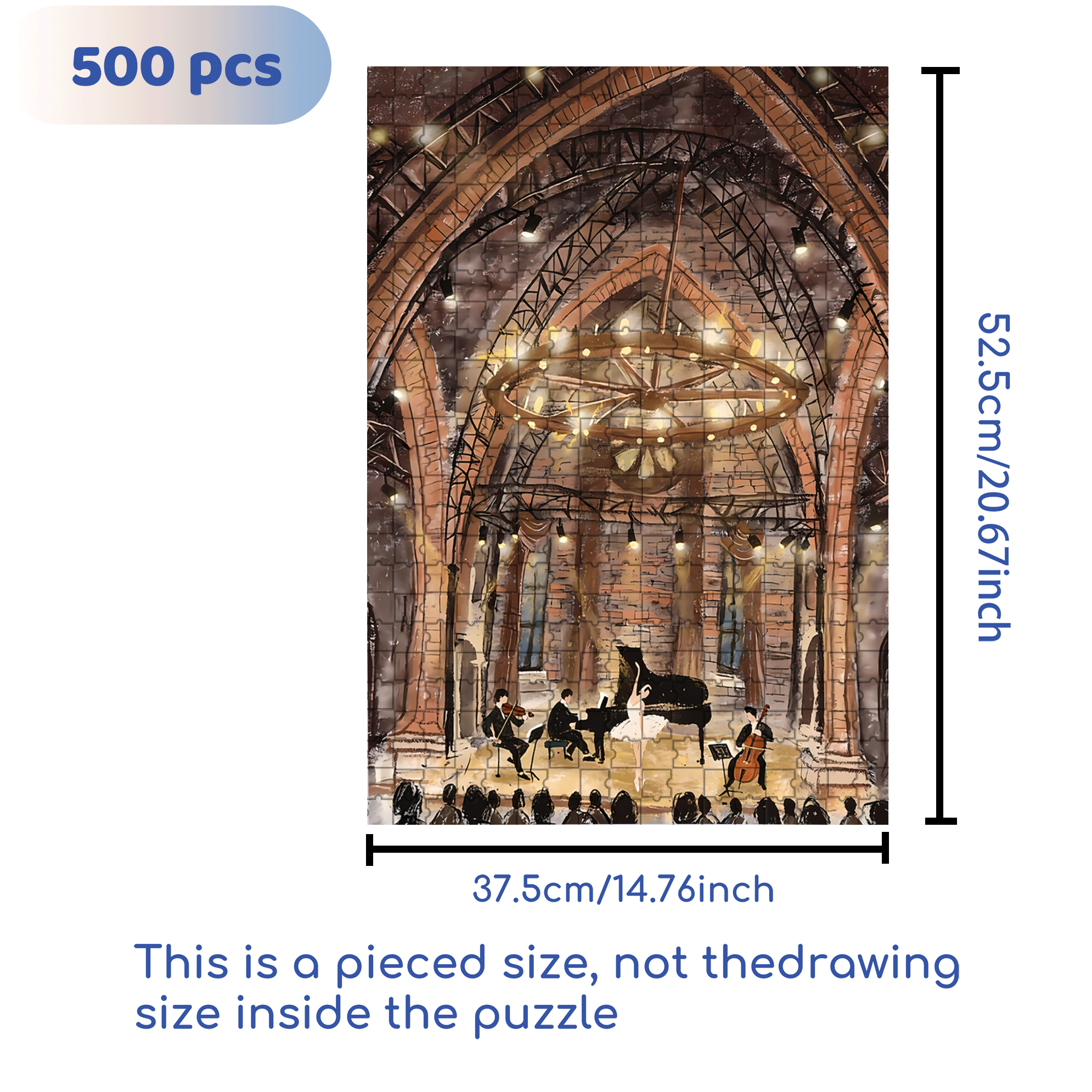 Concert In The Church 500pcs/1000pcs Jigsaw Puzzle, Scratch-Resistant, Interactive Family Game & Brain-Boosting DIY Decor, Perfect for Halloween, Christmas & New Year Gifts, Family Puzzle Game