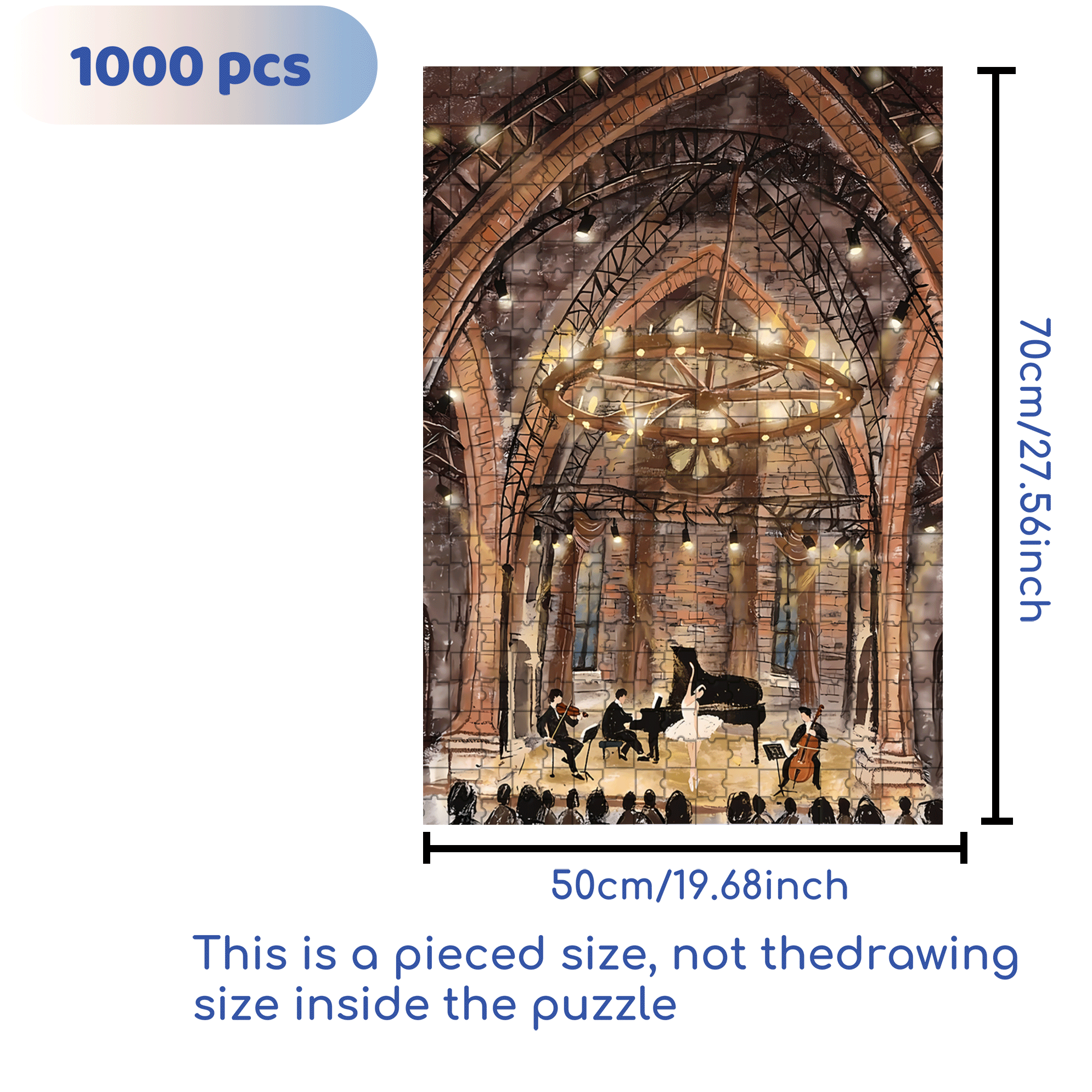 Concert In The Church 500pcs/1000pcs Jigsaw Puzzle, Scratch-Resistant, Interactive Family Game & Brain-Boosting DIY Decor, Perfect for Halloween, Christmas & New Year Gifts, Family Puzzle Game