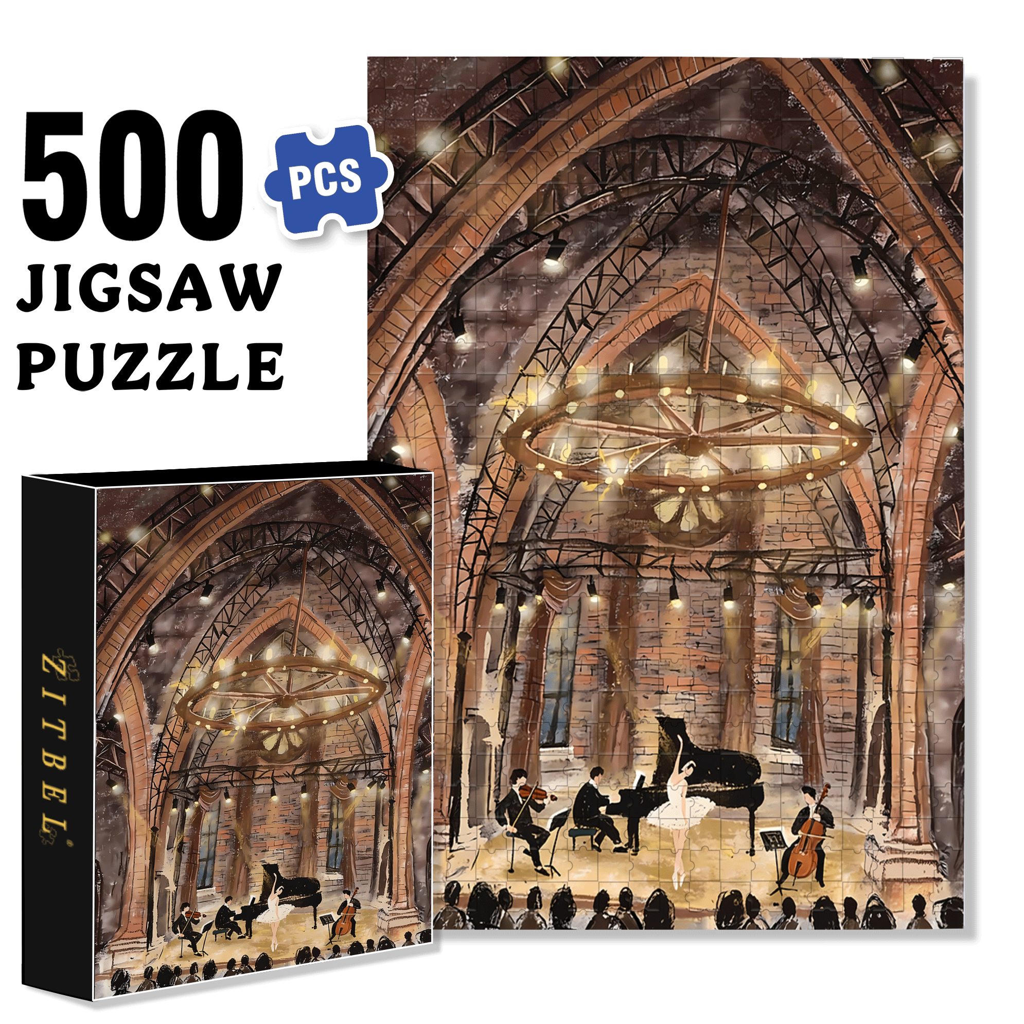 Concert In The Church 500pcs/1000pcs Jigsaw Puzzle, Scratch-Resistant, Interactive Family Game & Brain-Boosting DIY Decor, Perfect for Halloween, Christmas & New Year Gifts, Family Puzzle Game