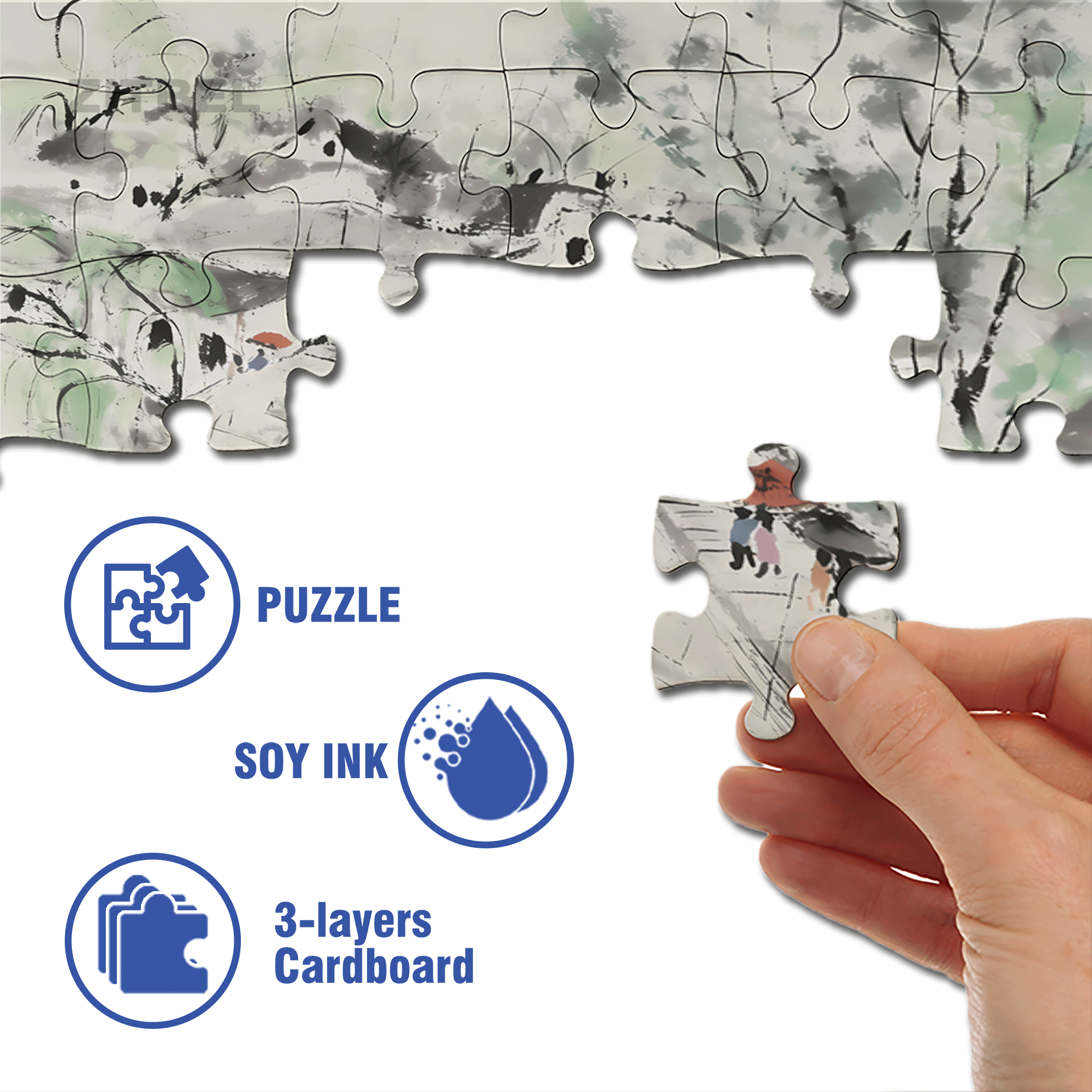 Jiangnan Smoke and Rain 500pcs/1000pcs Jigsaw Puzzle, Scratch-Resistant, Interactive Family Game & Brain-Boosting DIY Decor, Perfect for Halloween, Christmas & New Year Gifts, Family Puzzle Game