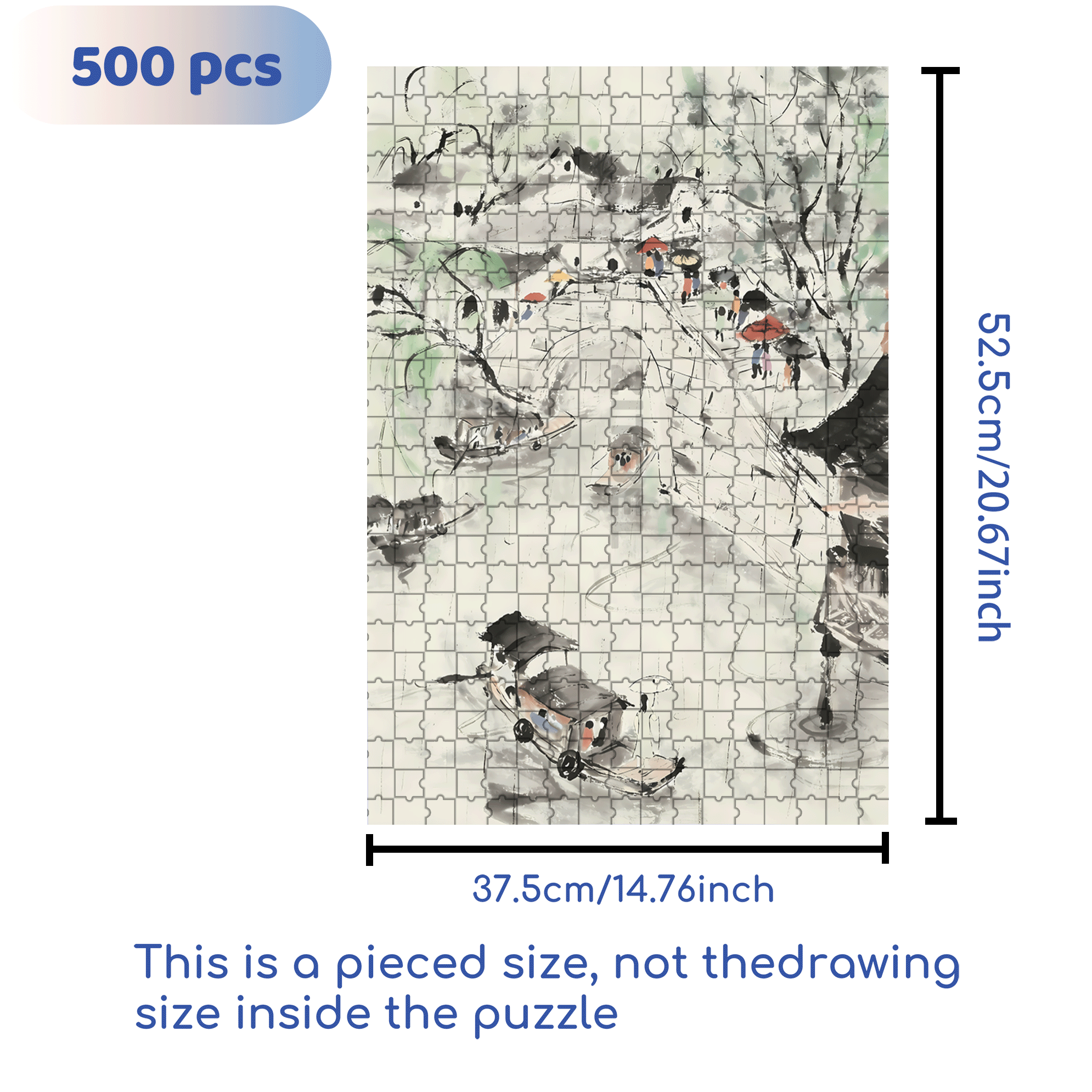 Jiangnan Smoke and Rain 500pcs/1000pcs Jigsaw Puzzle, Scratch-Resistant, Interactive Family Game & Brain-Boosting DIY Decor, Perfect for Halloween, Christmas & New Year Gifts, Family Puzzle Game