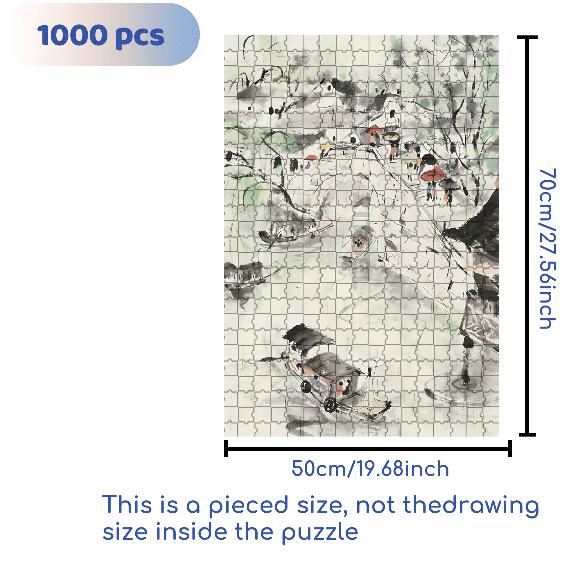 Jiangnan Smoke and Rain 500pcs/1000pcs Jigsaw Puzzle, Scratch-Resistant, Interactive Family Game & Brain-Boosting DIY Decor, Perfect for Halloween, Christmas & New Year Gifts, Family Puzzle Game