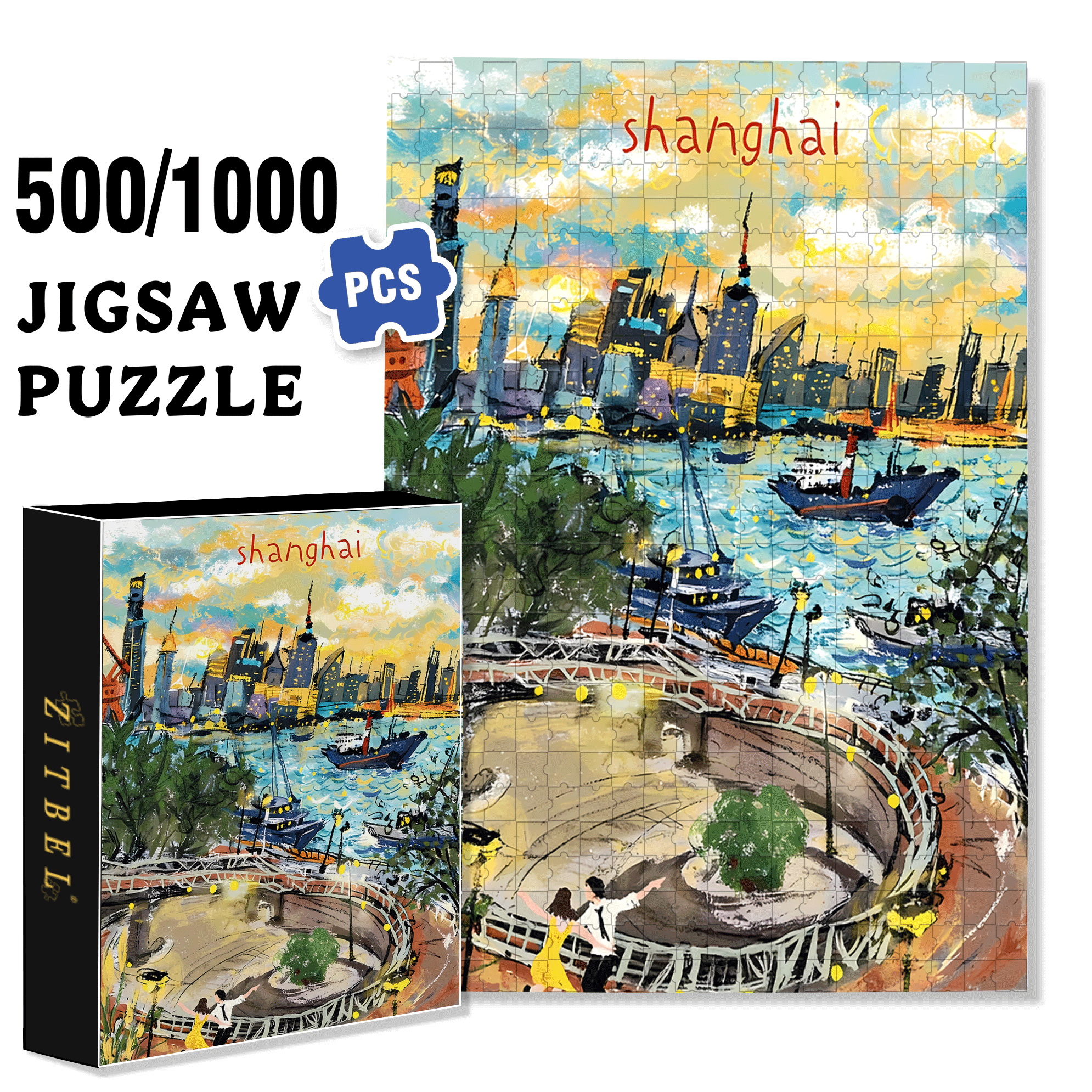 La La Land 500pcs/1000pcs Jigsaw Puzzle, Scratch-Resistant, Interactive Family Game & Brain-Boosting DIY Decor, Perfect for Halloween, Christmas & New Year Gifts, Family Puzzle Game