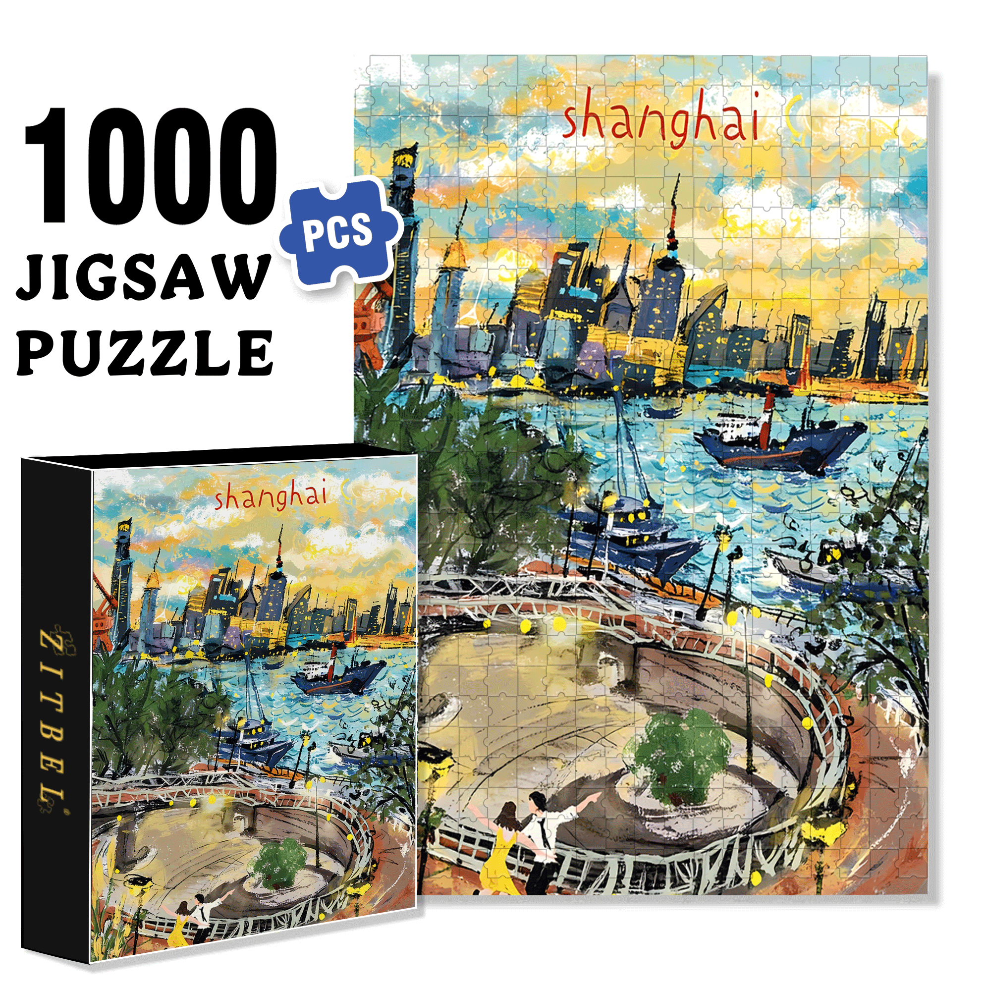 La La Land 500pcs/1000pcs Jigsaw Puzzle, Scratch-Resistant, Interactive Family Game & Brain-Boosting DIY Decor, Perfect for Halloween, Christmas & New Year Gifts, Family Puzzle Game