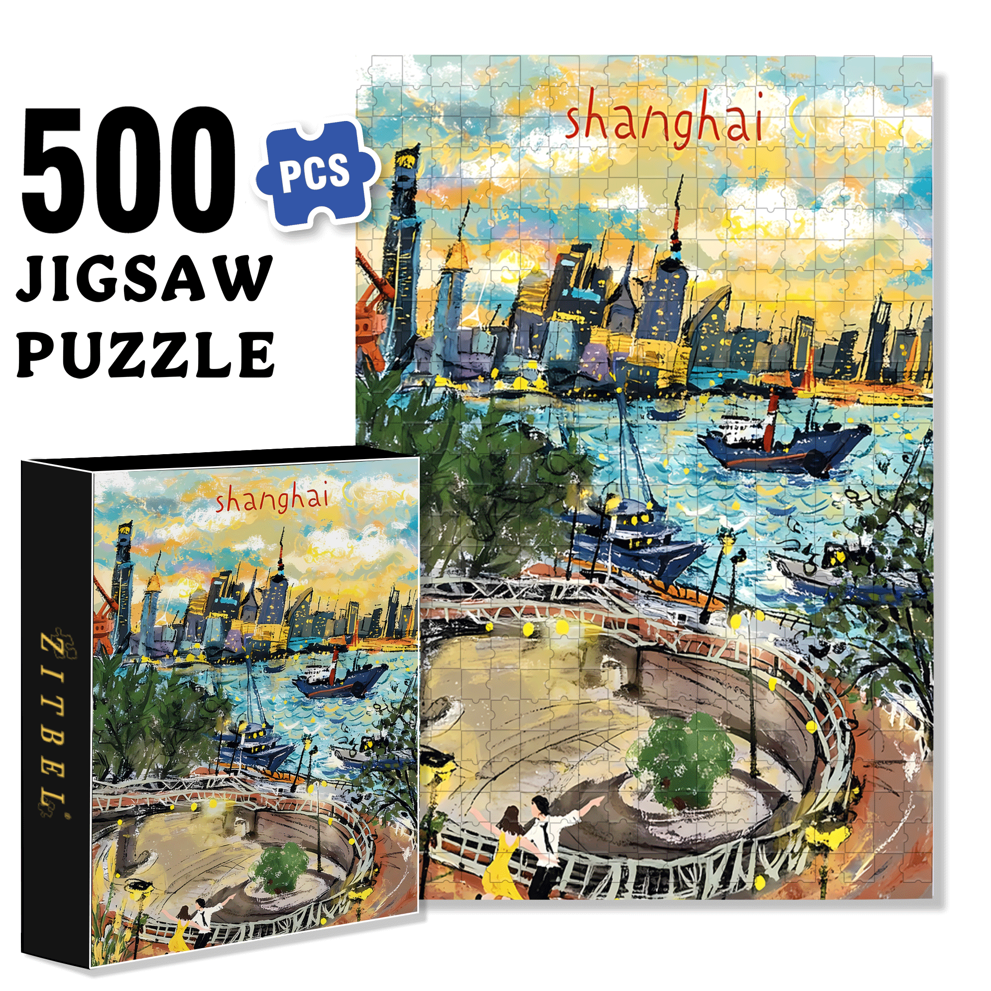 La La Land 500pcs/1000pcs Jigsaw Puzzle, Scratch-Resistant, Interactive Family Game & Brain-Boosting DIY Decor, Perfect for Halloween, Christmas & New Year Gifts, Family Puzzle Game