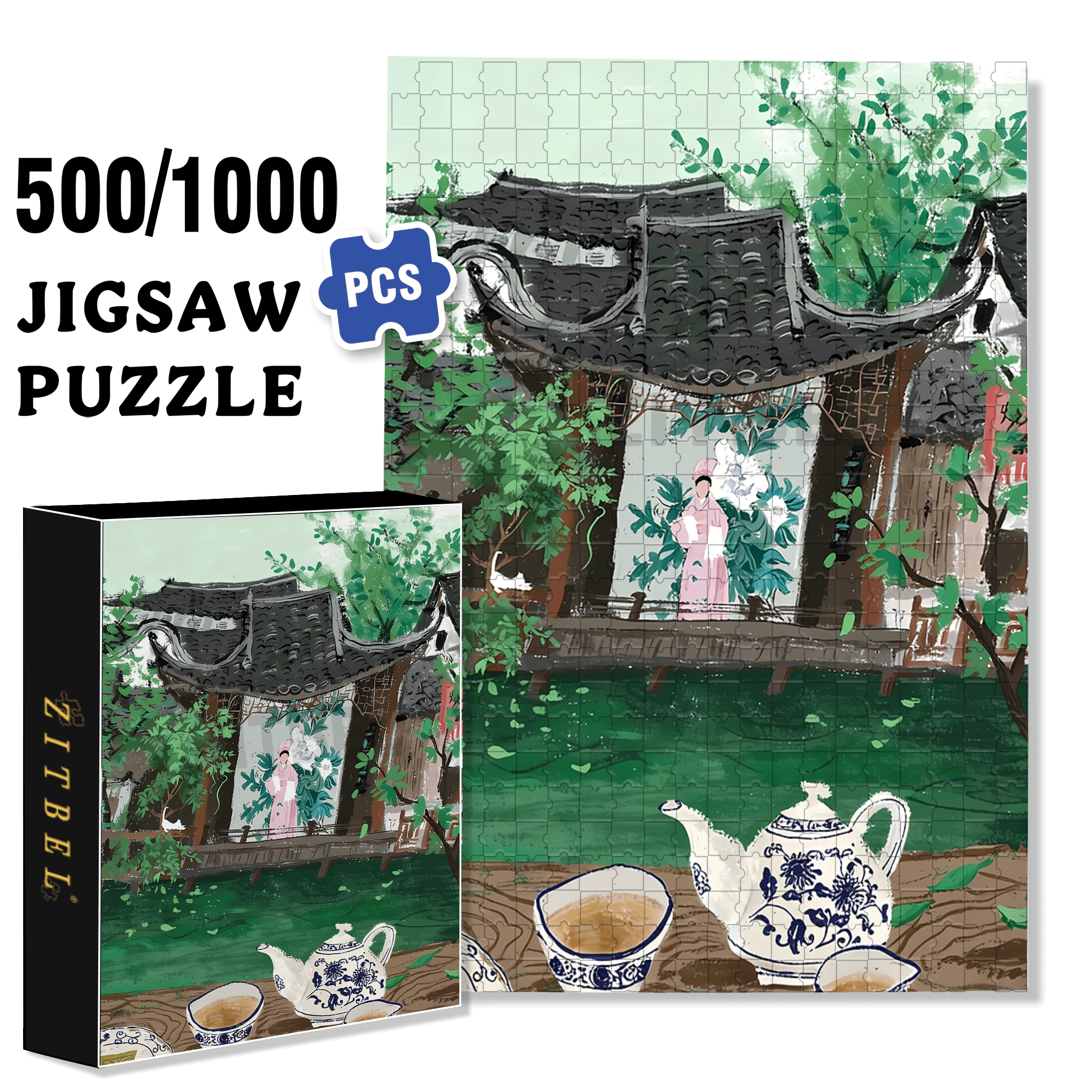 Listening To Plays 500pcs/1000pcs Jigsaw Puzzle, Scratch-Resistant, Interactive Family Game & Brain-Boosting DIY Decor, Perfect for Halloween, Christmas & New Year Gifts, Family Puzzle Game