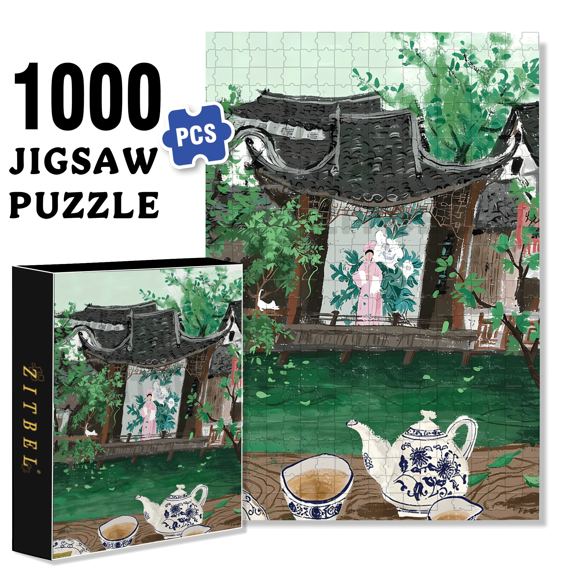 Listening To Plays 500pcs/1000pcs Jigsaw Puzzle, Scratch-Resistant, Interactive Family Game & Brain-Boosting DIY Decor, Perfect for Halloween, Christmas & New Year Gifts, Family Puzzle Game