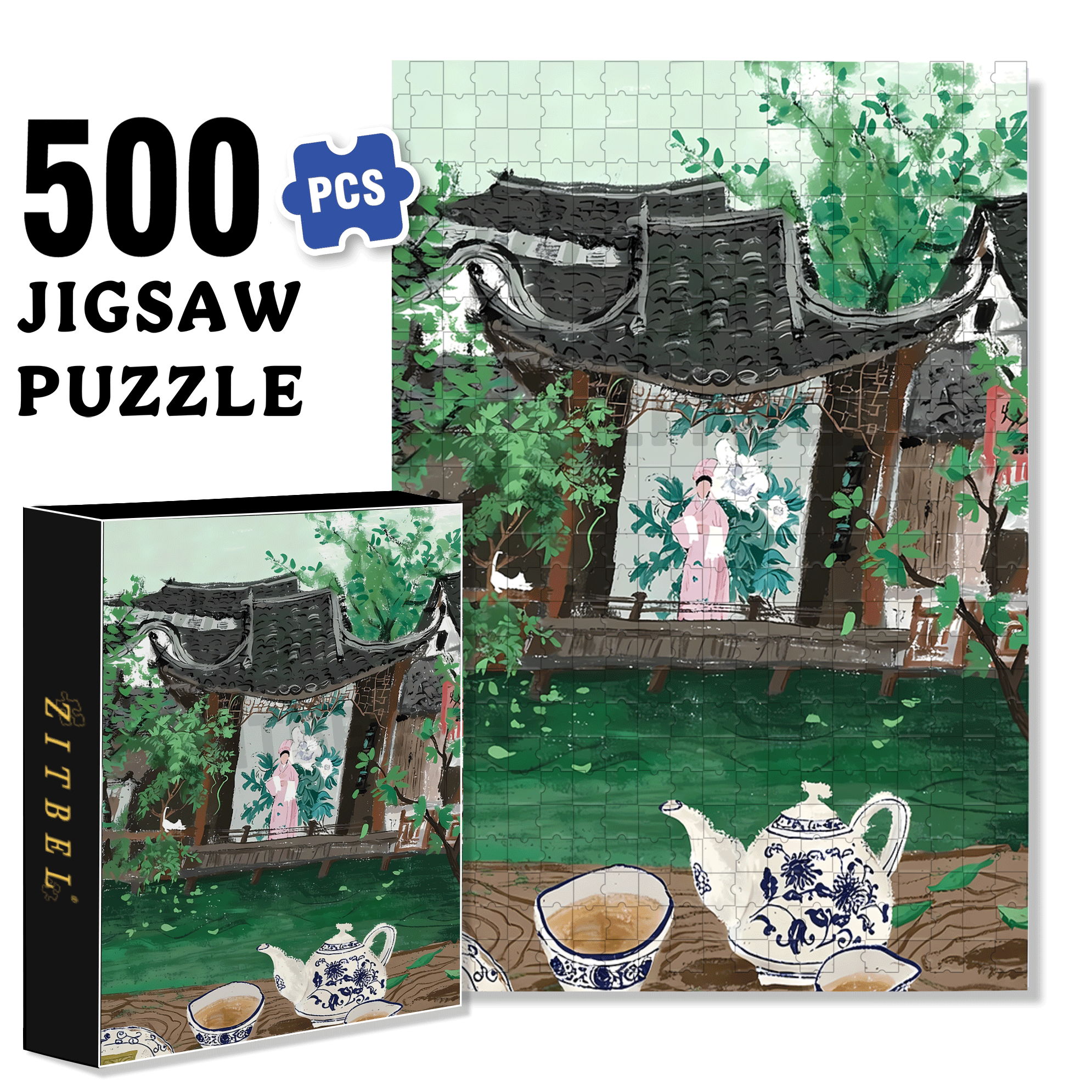 Listening To Plays 500pcs/1000pcs Jigsaw Puzzle, Scratch-Resistant, Interactive Family Game & Brain-Boosting DIY Decor, Perfect for Halloween, Christmas & New Year Gifts, Family Puzzle Game