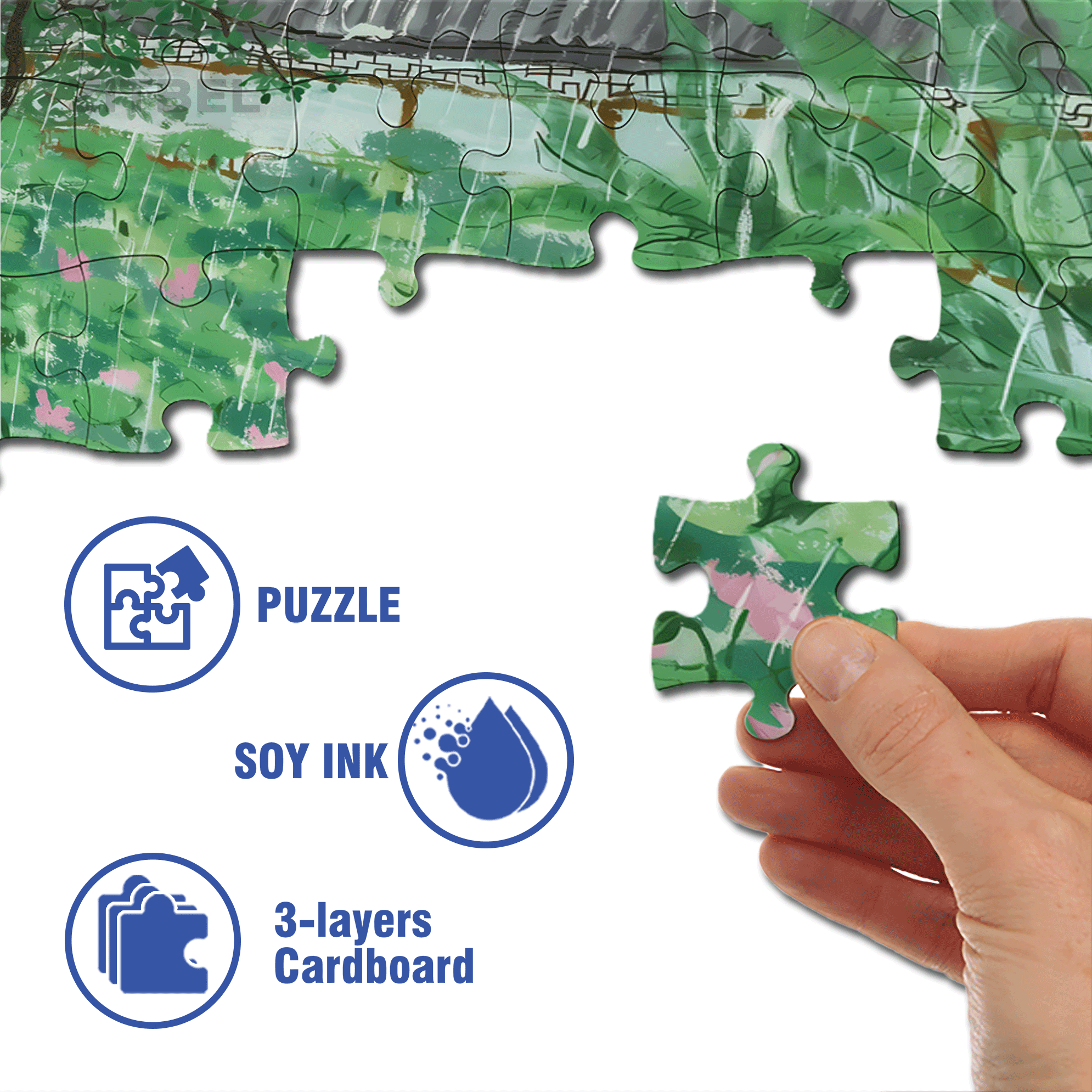 Listening To The Rain In The Lotus Pond 500pcs/1000pcs Jigsaw Puzzle, Scratch-Resistant, Interactive Family Game & Brain-Boosting DIY Decor, Perfect for Halloween, Christmas & New Year Gifts, Family Puzzle Game