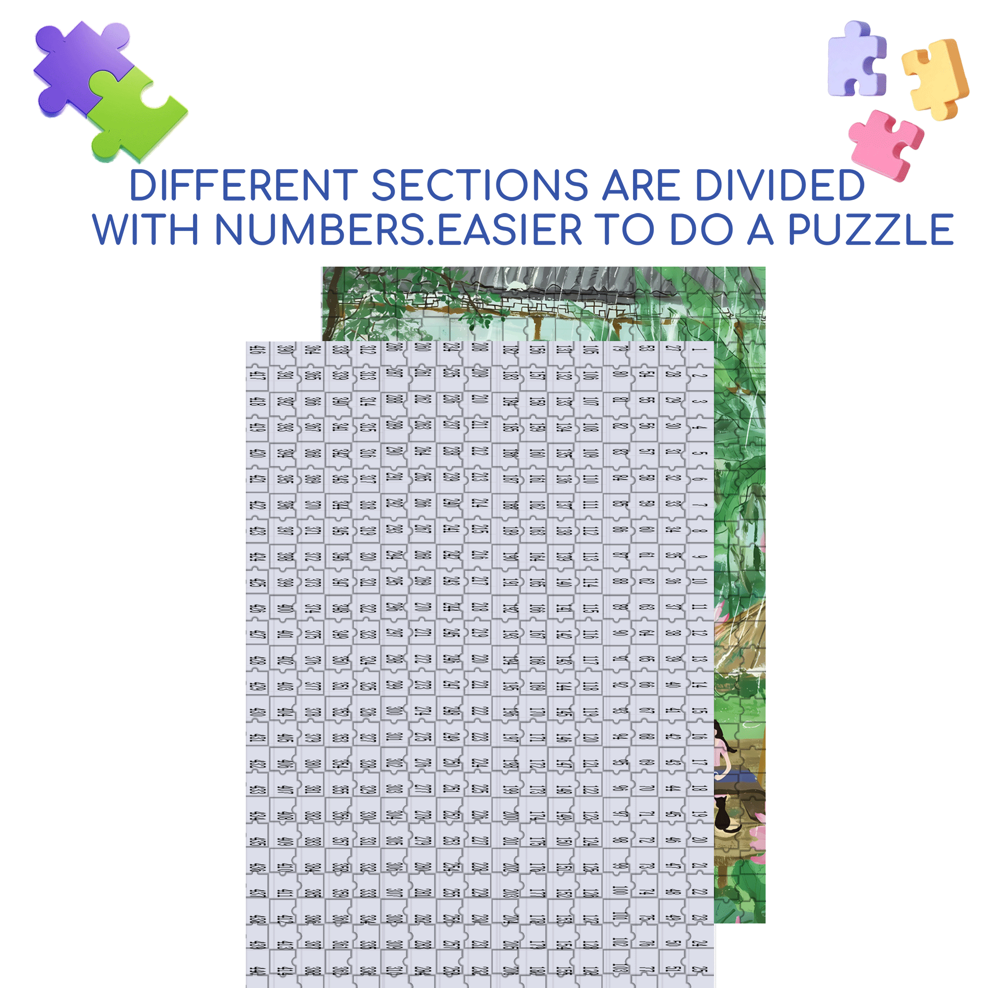 Listening To The Rain In The Lotus Pond 500pcs/1000pcs Jigsaw Puzzle, Scratch-Resistant, Interactive Family Game & Brain-Boosting DIY Decor, Perfect for Halloween, Christmas & New Year Gifts, Family Puzzle Game