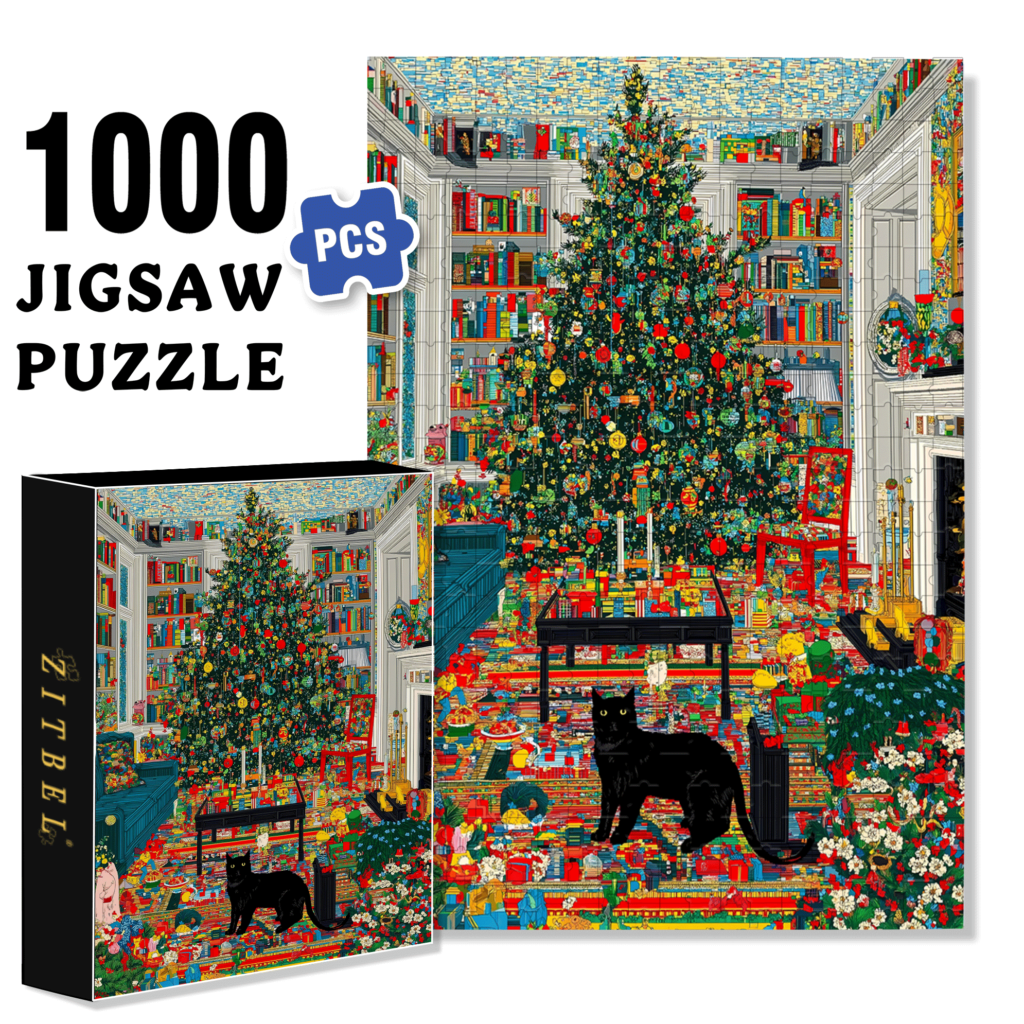 Pixel Christmas 500pcs/1000pcs Jigsaw Puzzle, Scratch-Resistant, Interactive Family Game & Brain-Boosting DIY Decor, Perfect for Halloween, Christmas & New Year Gifts, Family Puzzle Game