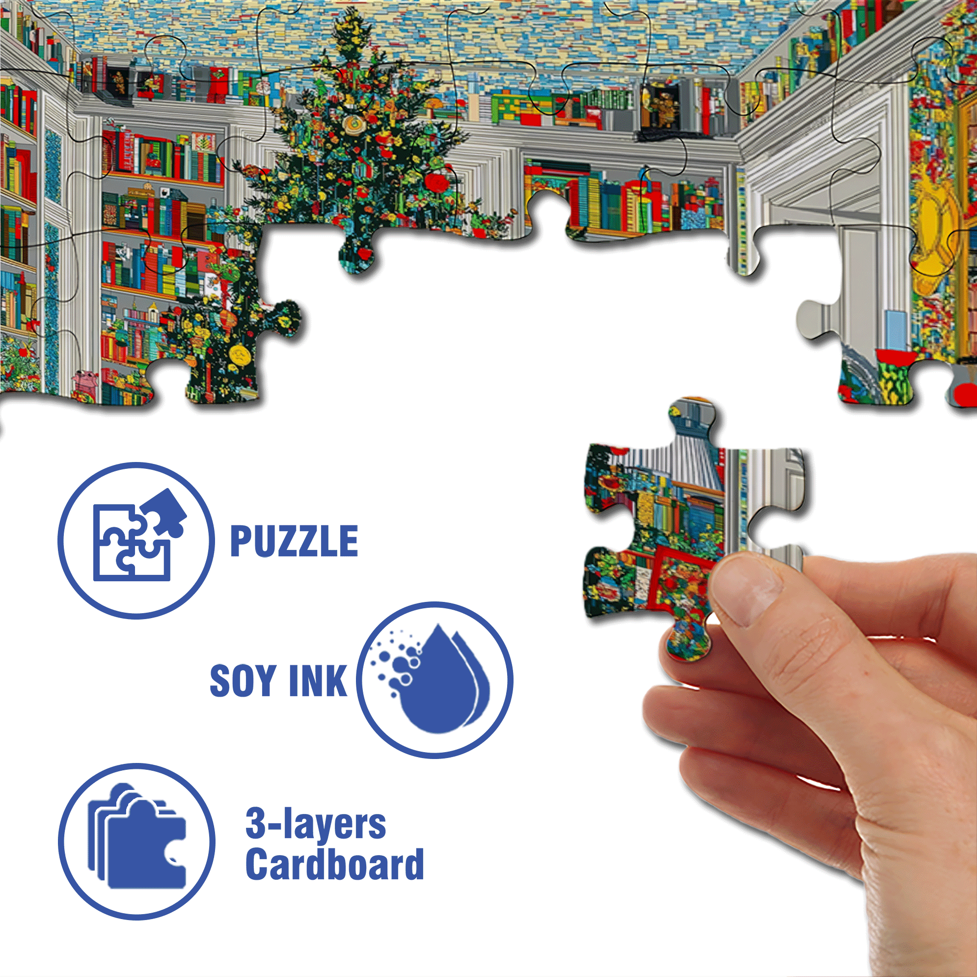 Pixel Christmas 500pcs/1000pcs Jigsaw Puzzle, Scratch-Resistant, Interactive Family Game & Brain-Boosting DIY Decor, Perfect for Halloween, Christmas & New Year Gifts, Family Puzzle Game
