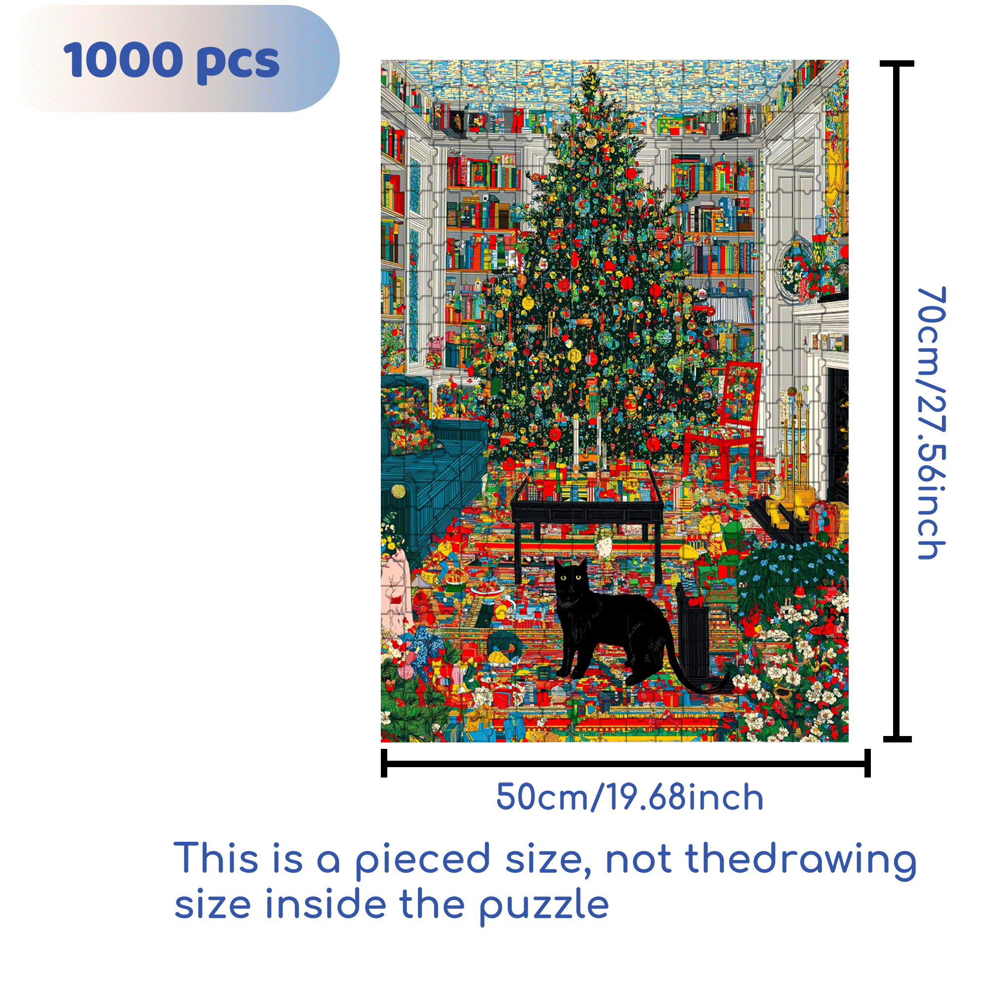 Pixel Christmas 500pcs/1000pcs Jigsaw Puzzle, Scratch-Resistant, Interactive Family Game & Brain-Boosting DIY Decor, Perfect for Halloween, Christmas & New Year Gifts, Family Puzzle Game