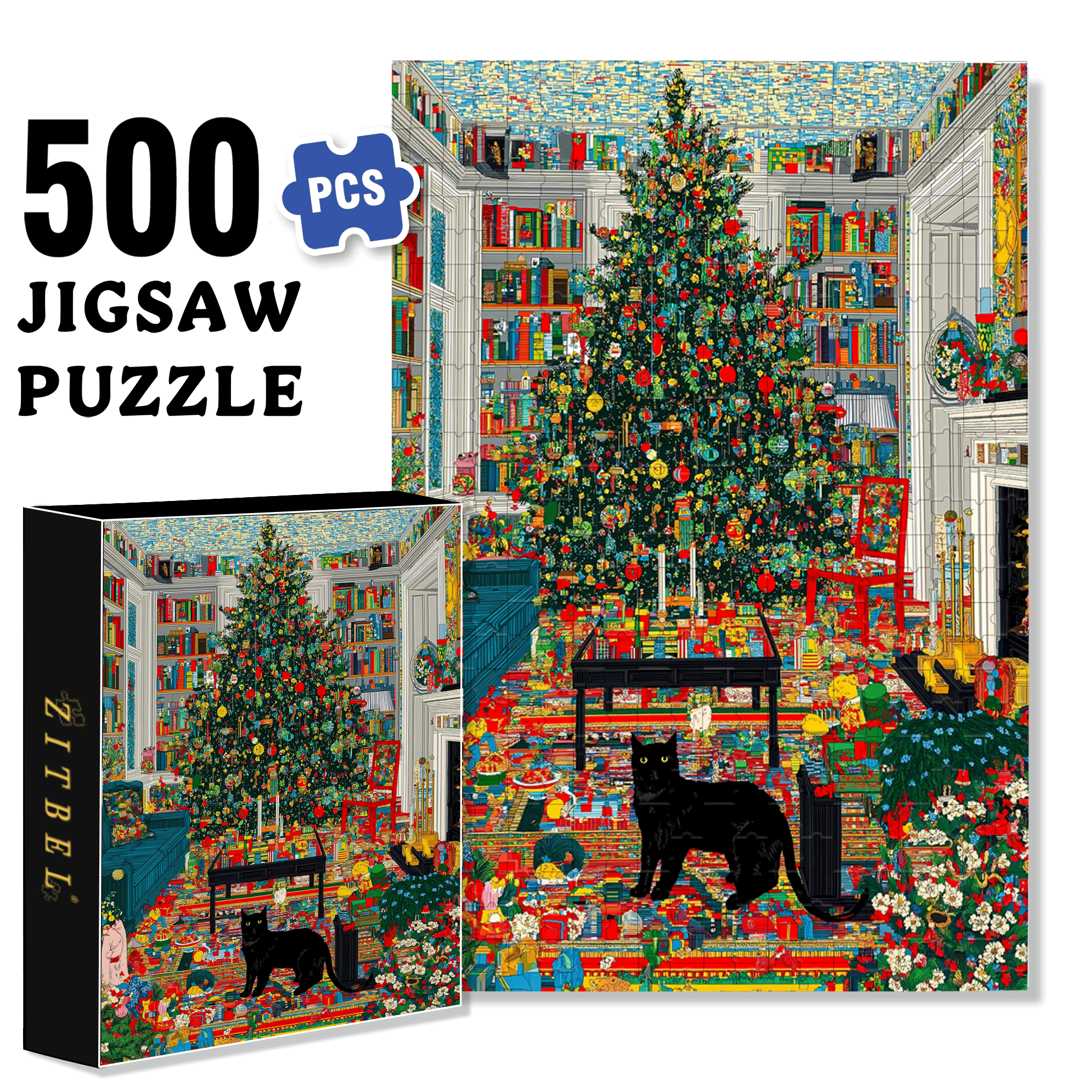 Pixel Christmas 500pcs/1000pcs Jigsaw Puzzle, Scratch-Resistant, Interactive Family Game & Brain-Boosting DIY Decor, Perfect for Halloween, Christmas & New Year Gifts, Family Puzzle Game