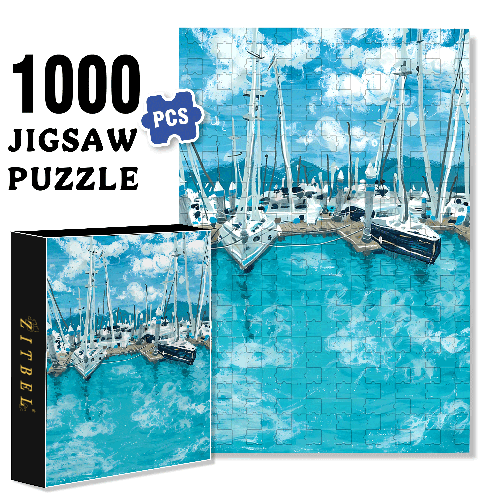 Summer Seaside Pier 500pcs/1000pcs Jigsaw Puzzle, Scratch-Resistant, Interactive Family Game & Brain-Boosting DIY Decor, Perfect for Halloween, Christmas & New Year Gifts, Family Puzzle Game