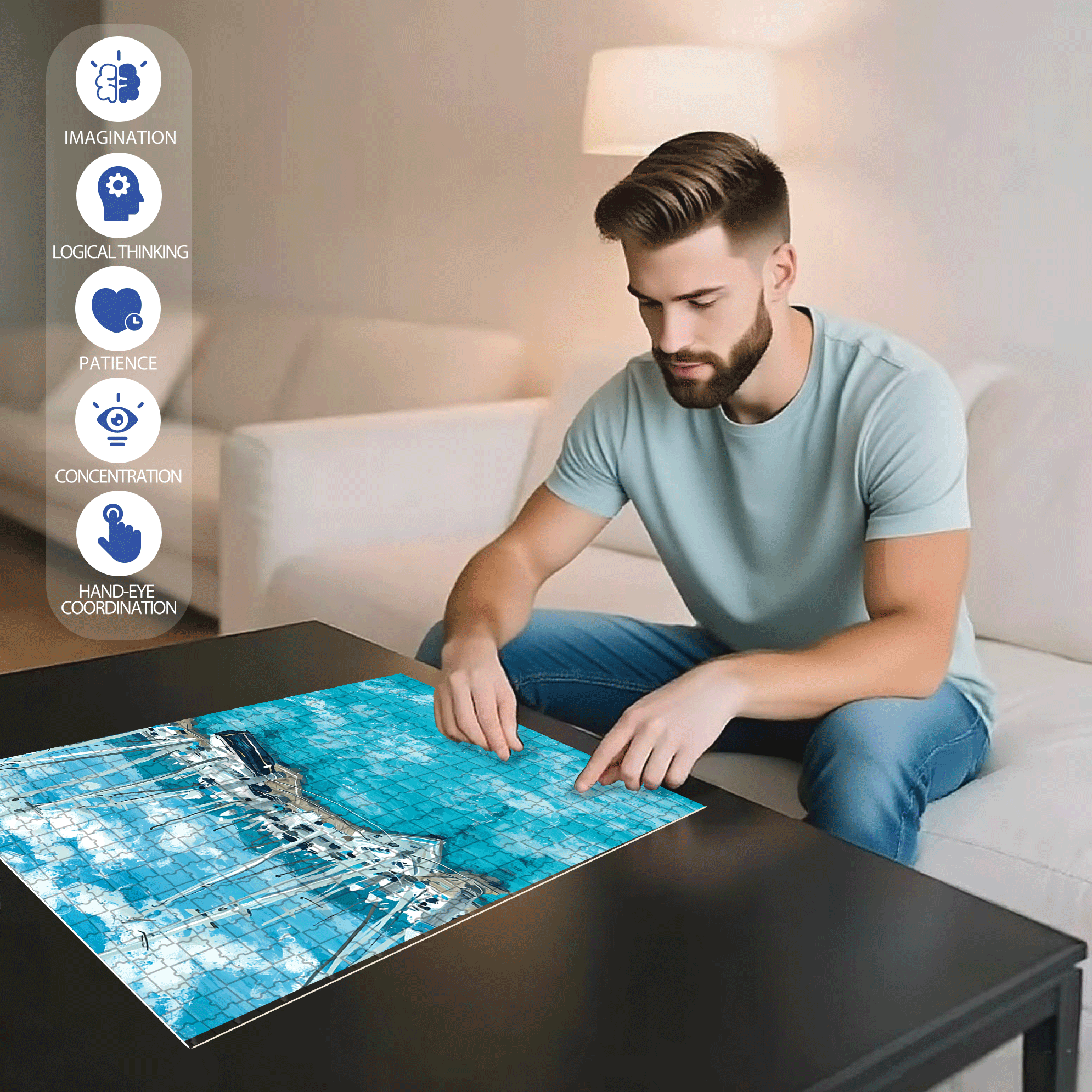 Summer Seaside Pier 500pcs/1000pcs Jigsaw Puzzle, Scratch-Resistant, Interactive Family Game & Brain-Boosting DIY Decor, Perfect for Halloween, Christmas & New Year Gifts, Family Puzzle Game