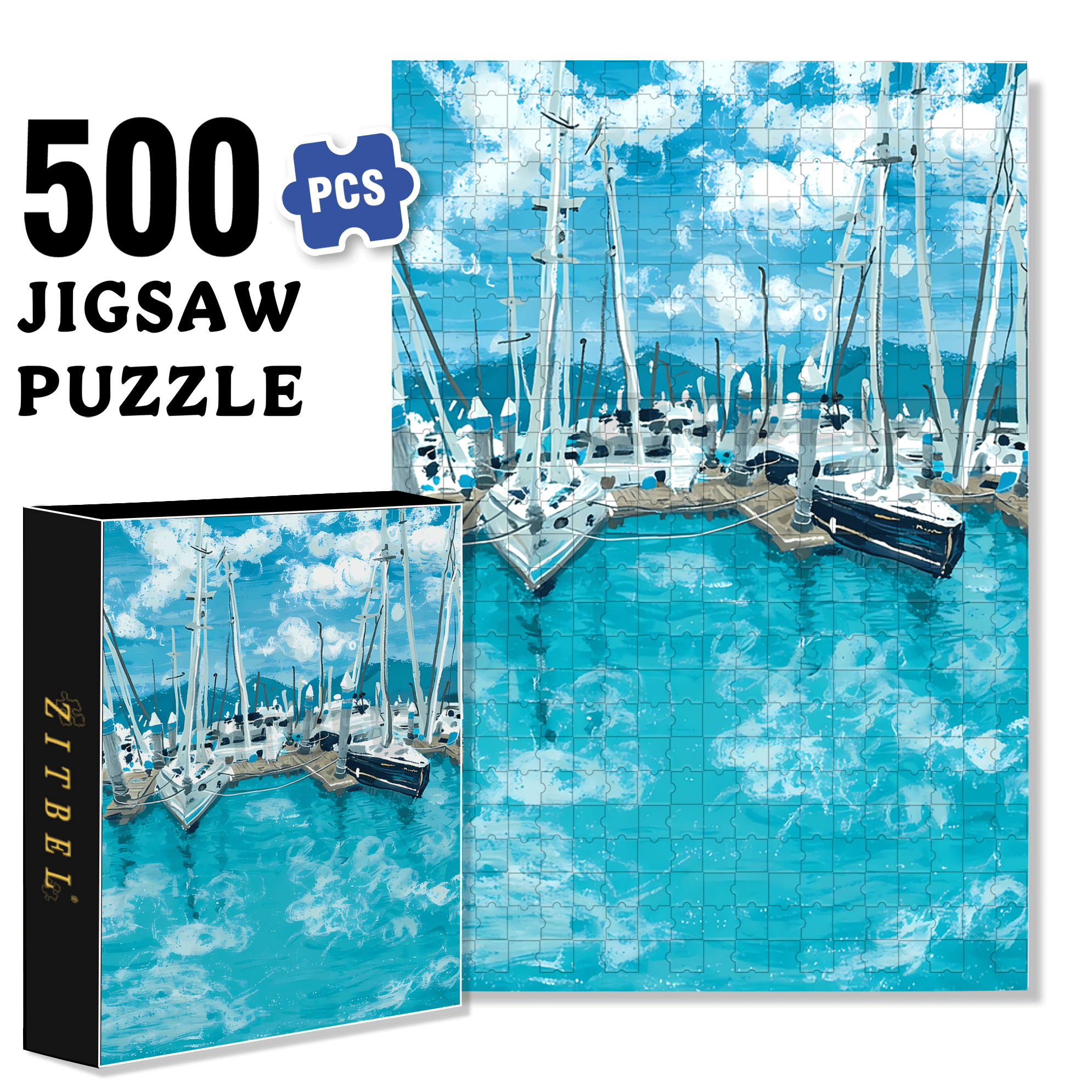 Summer Seaside Pier 500pcs/1000pcs Jigsaw Puzzle, Scratch-Resistant, Interactive Family Game & Brain-Boosting DIY Decor, Perfect for Halloween, Christmas & New Year Gifts, Family Puzzle Game