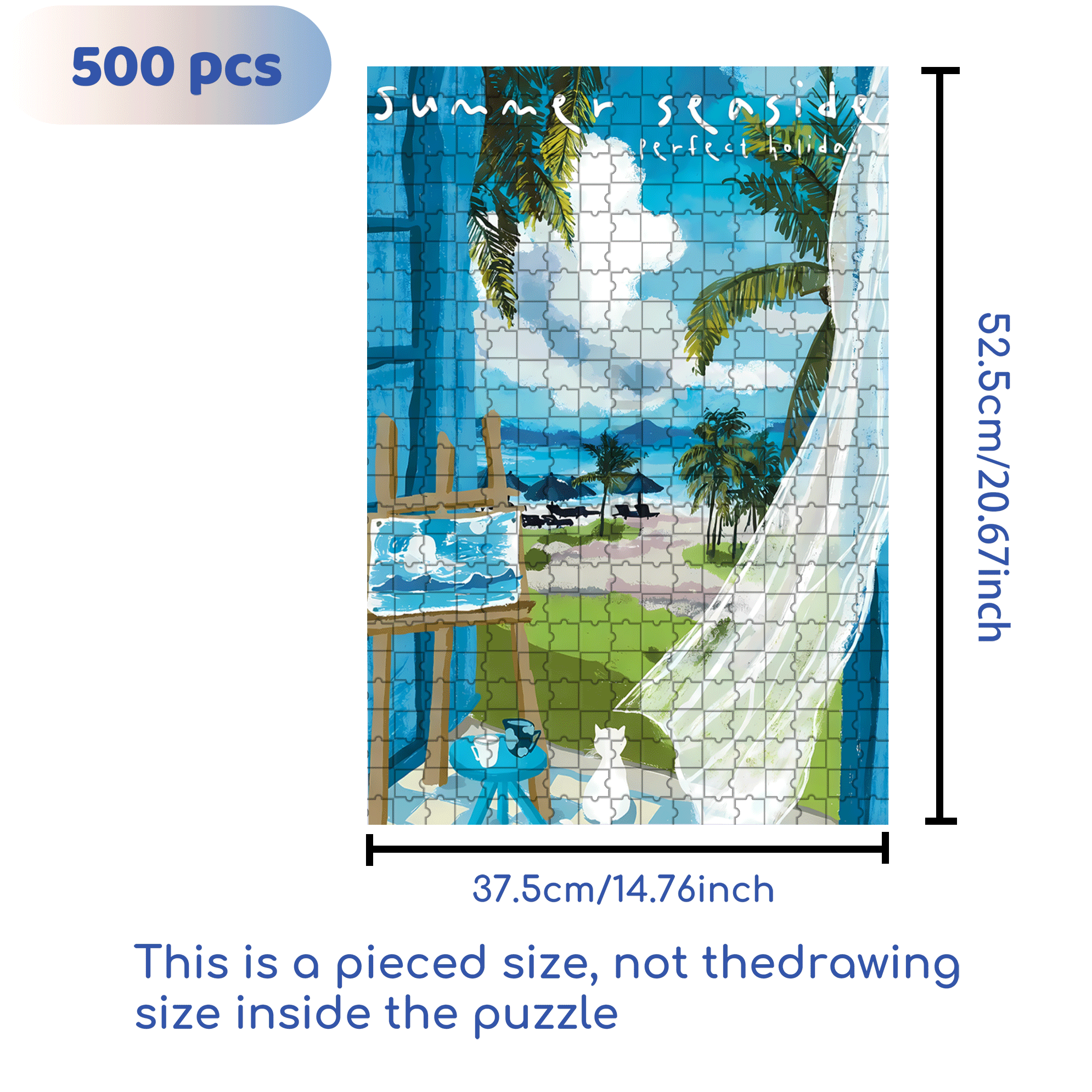 Summer With The Sea Breeze 500pcs/1000pcs Jigsaw Puzzle, Scratch-Resistant, Interactive Family Game & Brain-Boosting DIY Decor, Perfect for Halloween, Christmas & New Year Gifts, Family Puzzle Game