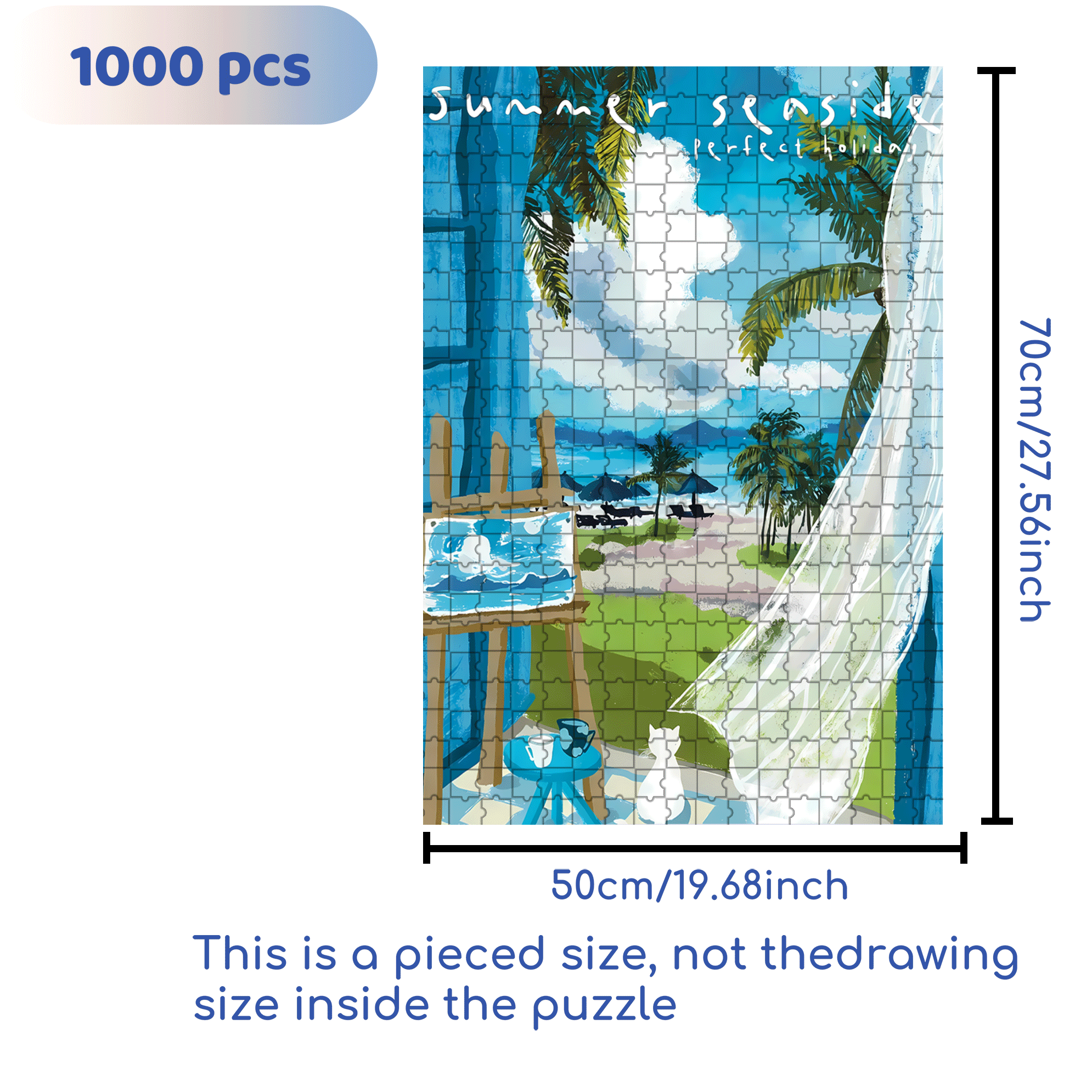 Summer With The Sea Breeze 500pcs/1000pcs Jigsaw Puzzle, Scratch-Resistant, Interactive Family Game & Brain-Boosting DIY Decor, Perfect for Halloween, Christmas & New Year Gifts, Family Puzzle Game