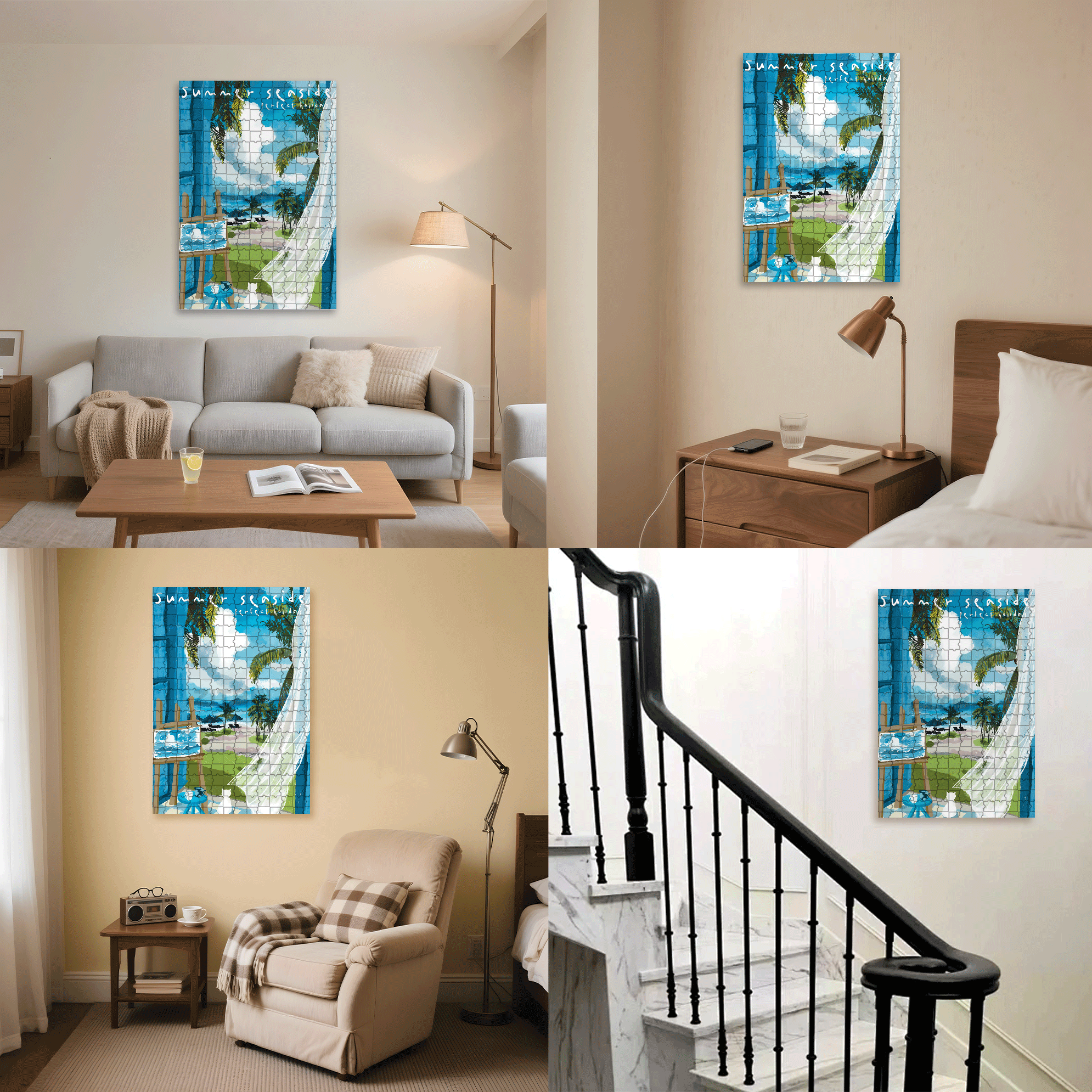 Summer With The Sea Breeze 500pcs/1000pcs Jigsaw Puzzle, Scratch-Resistant, Interactive Family Game & Brain-Boosting DIY Decor, Perfect for Halloween, Christmas & New Year Gifts, Family Puzzle Game