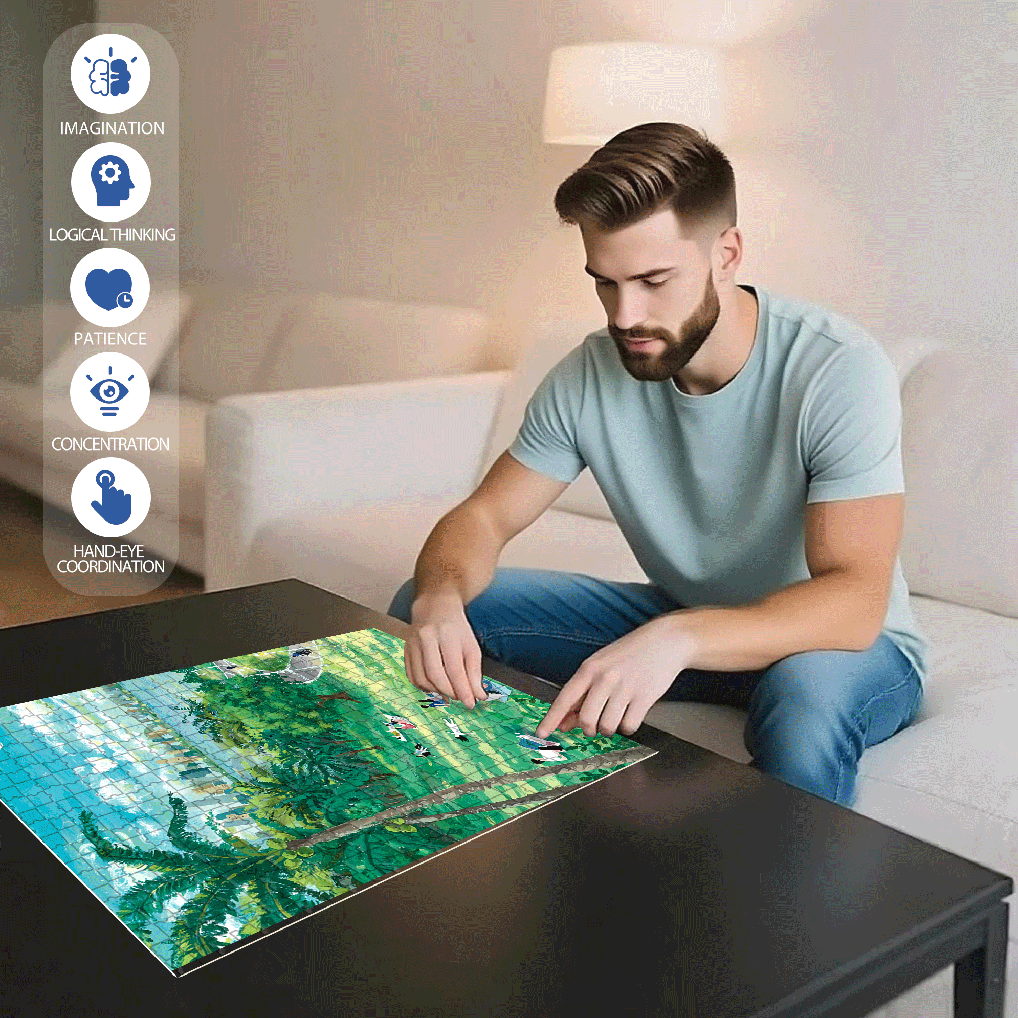 Sunrise Theater 500pcs/1000pcs Jigsaw Puzzle, Scratch-Resistant, Interactive Family Game & Brain-Boosting DIY Decor, Perfect for Halloween, Christmas & New Year Gifts, Family Puzzle Game