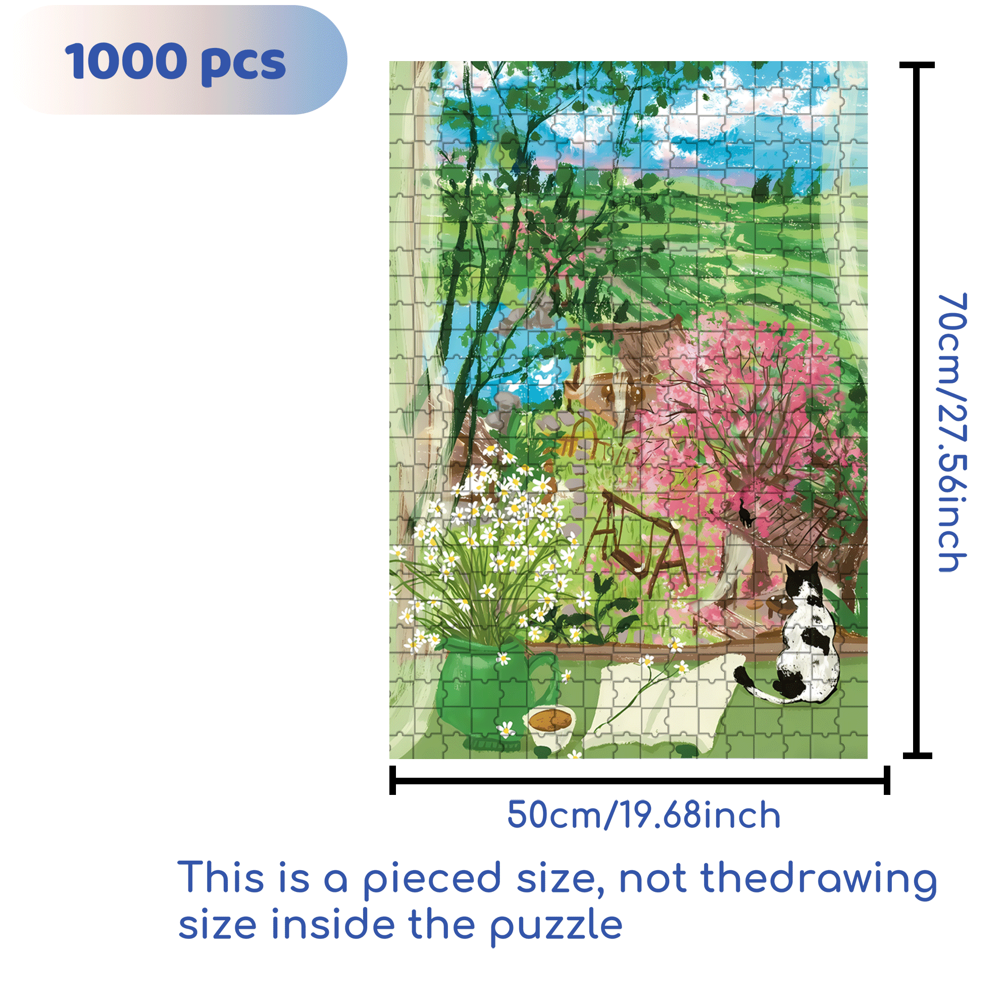 Tea Garden Outside the Window 500pcs/1000pcs Jigsaw Puzzle, Scratch-Resistant, Interactive Family Game & Brain-Boosting DIY Decor, Perfect for Halloween, Christmas & New Year Gifts, Family Puzzle Game
