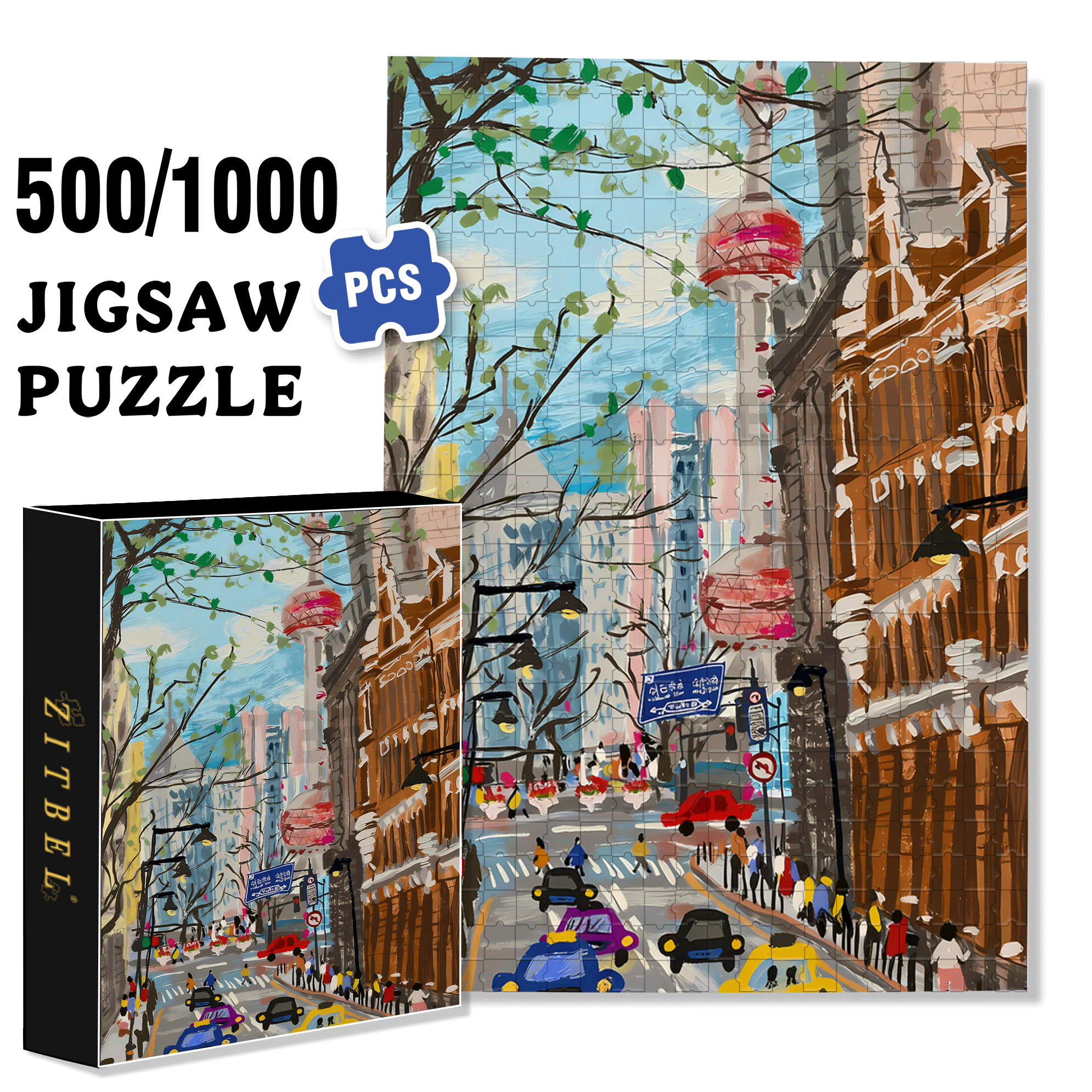 The Bund, Shanghai 500pcs/1000pcs Jigsaw Puzzle, Scratch-Resistant, Interactive Family Game & Brain-Boosting DIY Decor, Perfect for Halloween, Christmas & New Year Gifts, Family Puzzle Game