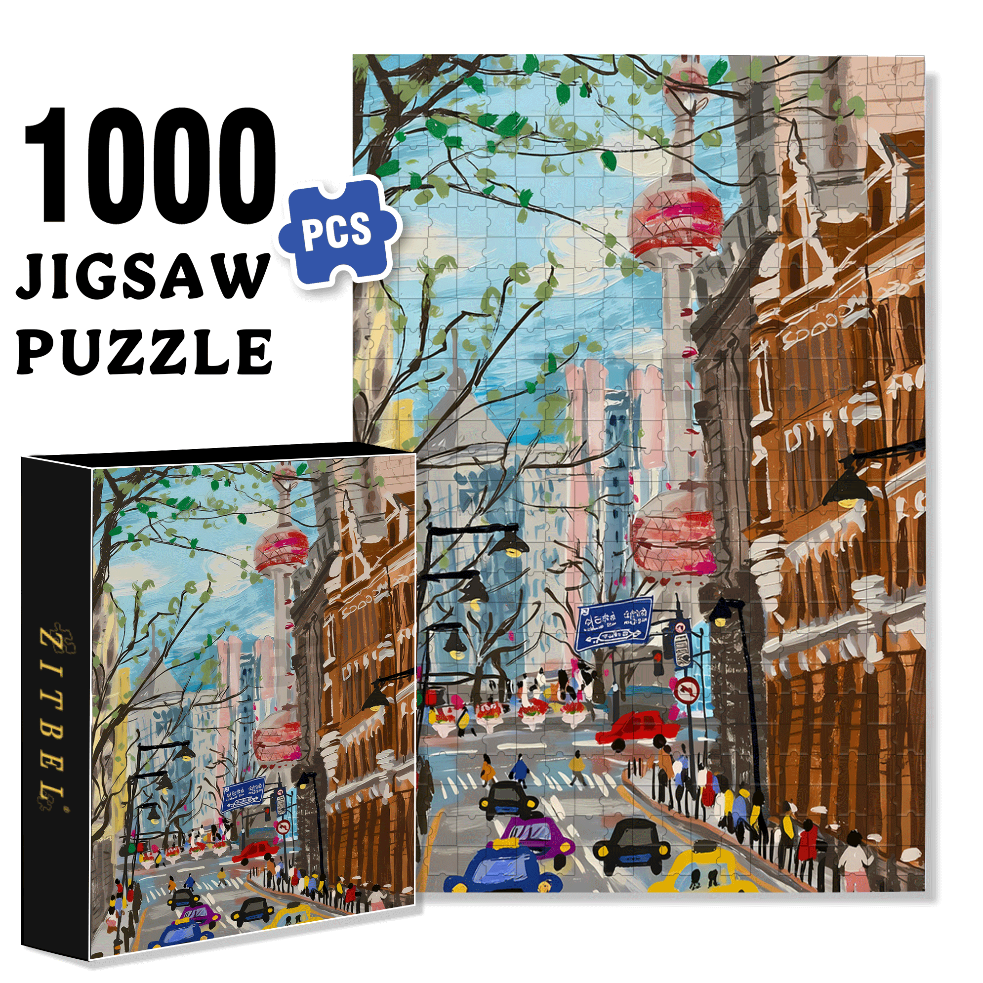 The Bund, Shanghai 500pcs/1000pcs Jigsaw Puzzle, Scratch-Resistant, Interactive Family Game & Brain-Boosting DIY Decor, Perfect for Halloween, Christmas & New Year Gifts, Family Puzzle Game