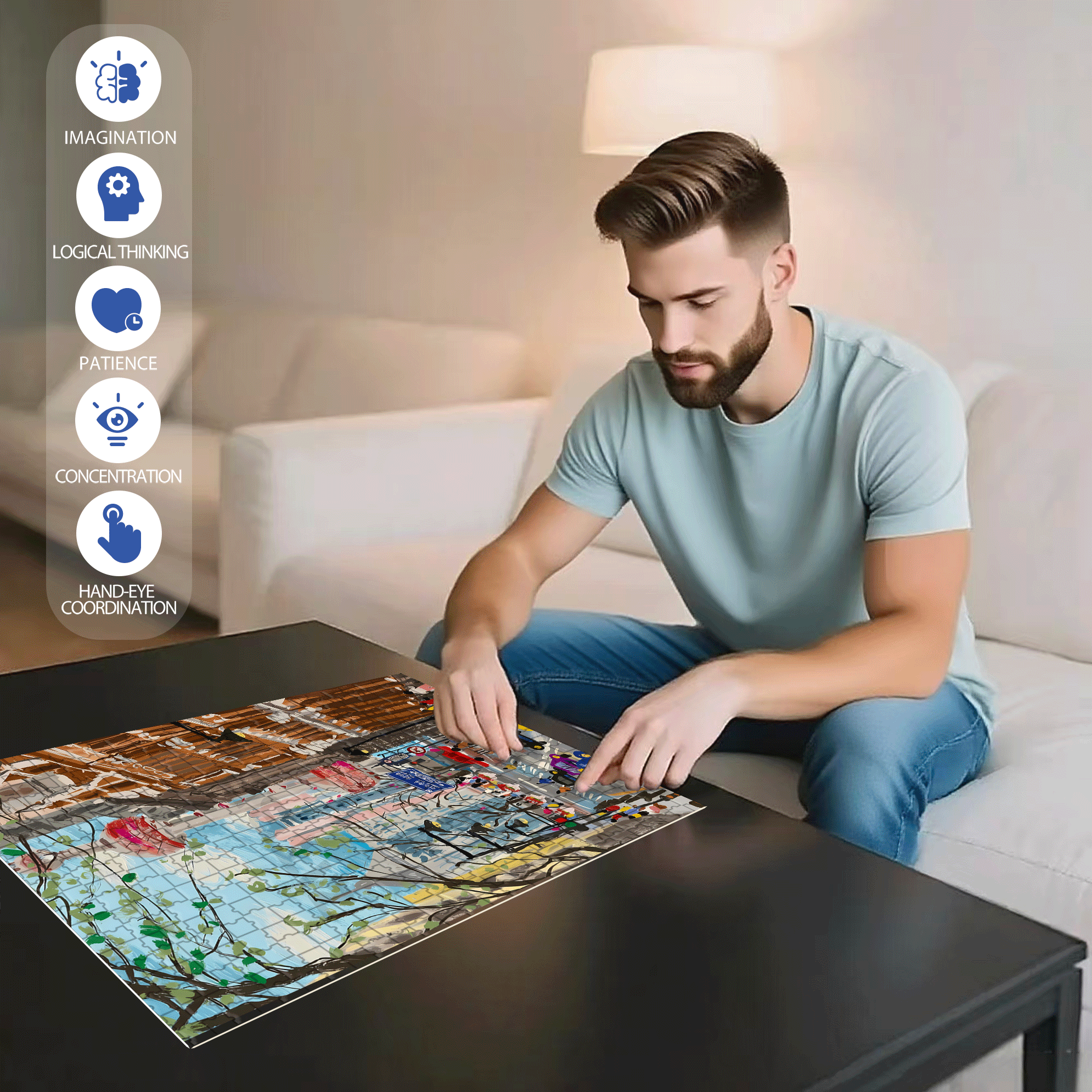 The Bund, Shanghai 500pcs/1000pcs Jigsaw Puzzle, Scratch-Resistant, Interactive Family Game & Brain-Boosting DIY Decor, Perfect for Halloween, Christmas & New Year Gifts, Family Puzzle Game