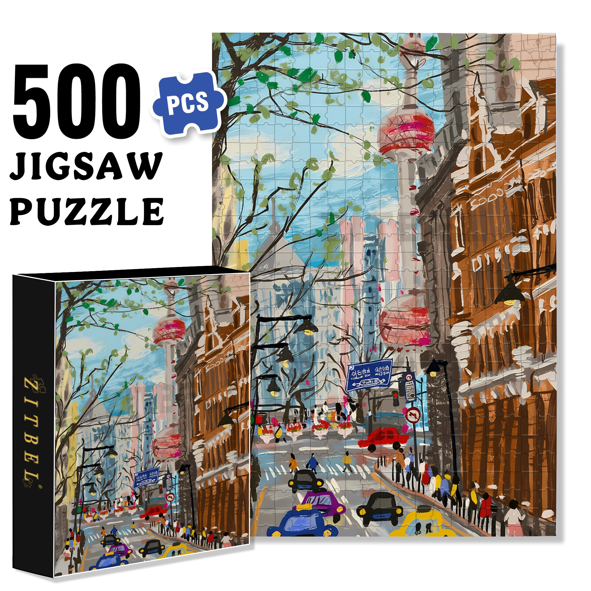 The Bund, Shanghai 500pcs/1000pcs Jigsaw Puzzle, Scratch-Resistant, Interactive Family Game & Brain-Boosting DIY Decor, Perfect for Halloween, Christmas & New Year Gifts, Family Puzzle Game