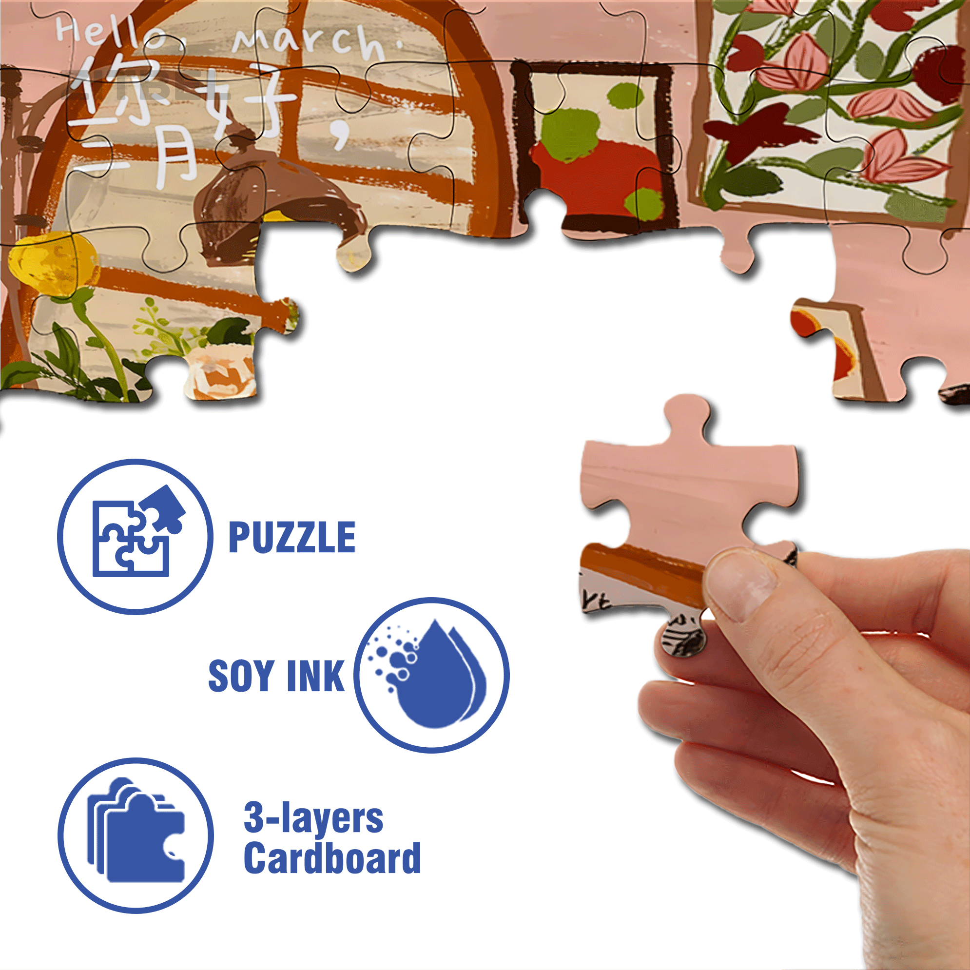 The First Bouquet Of Flowers in March 500pcs/1000pcs Jigsaw Puzzle, Scratch-Resistant, Interactive Family Game & Brain-Boosting DIY Decor, Perfect for Halloween, Christmas & New Year Gifts, Family Puzzle Game