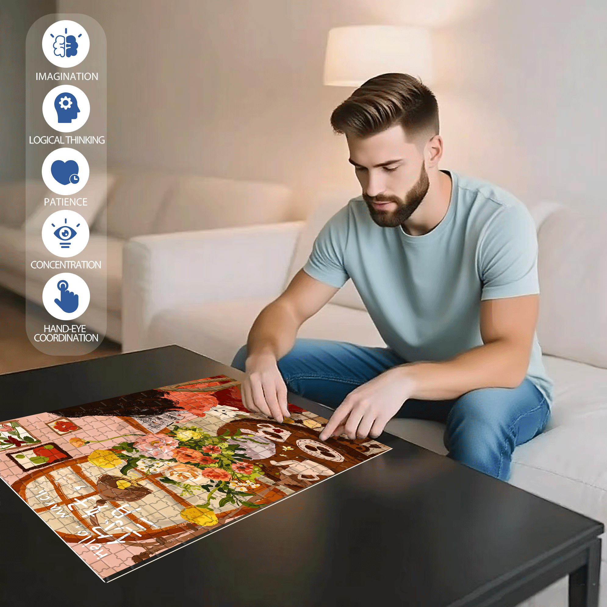 The First Bouquet Of Flowers in March 500pcs/1000pcs Jigsaw Puzzle, Scratch-Resistant, Interactive Family Game & Brain-Boosting DIY Decor, Perfect for Halloween, Christmas & New Year Gifts, Family Puzzle Game