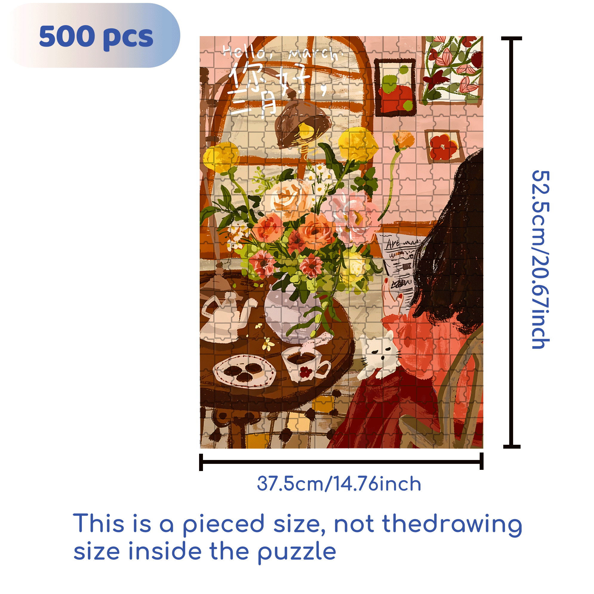 The First Bouquet Of Flowers in March 500pcs/1000pcs Jigsaw Puzzle, Scratch-Resistant, Interactive Family Game & Brain-Boosting DIY Decor, Perfect for Halloween, Christmas & New Year Gifts, Family Puzzle Game