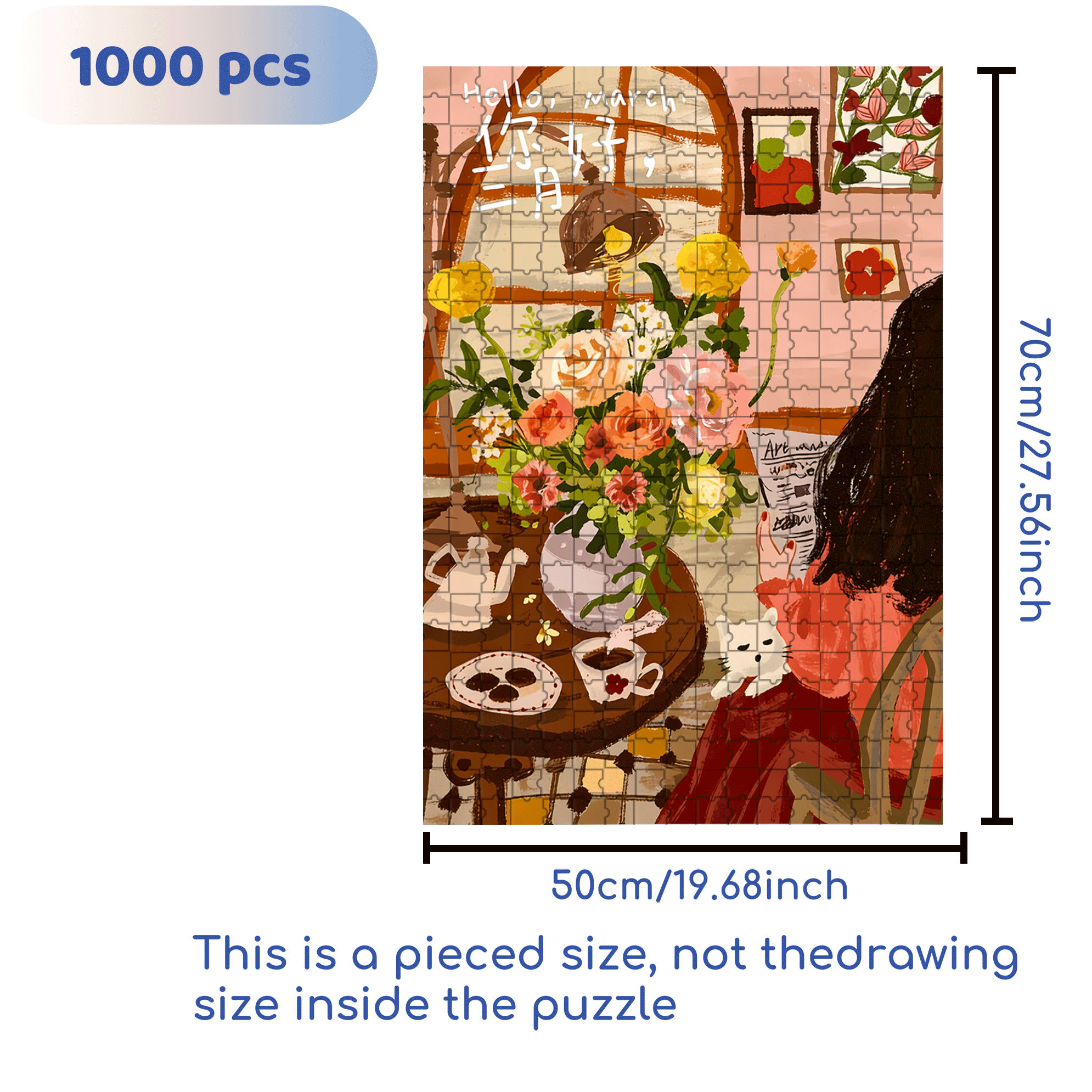The First Bouquet Of Flowers in March 500pcs/1000pcs Jigsaw Puzzle, Scratch-Resistant, Interactive Family Game & Brain-Boosting DIY Decor, Perfect for Halloween, Christmas & New Year Gifts, Family Puzzle Game