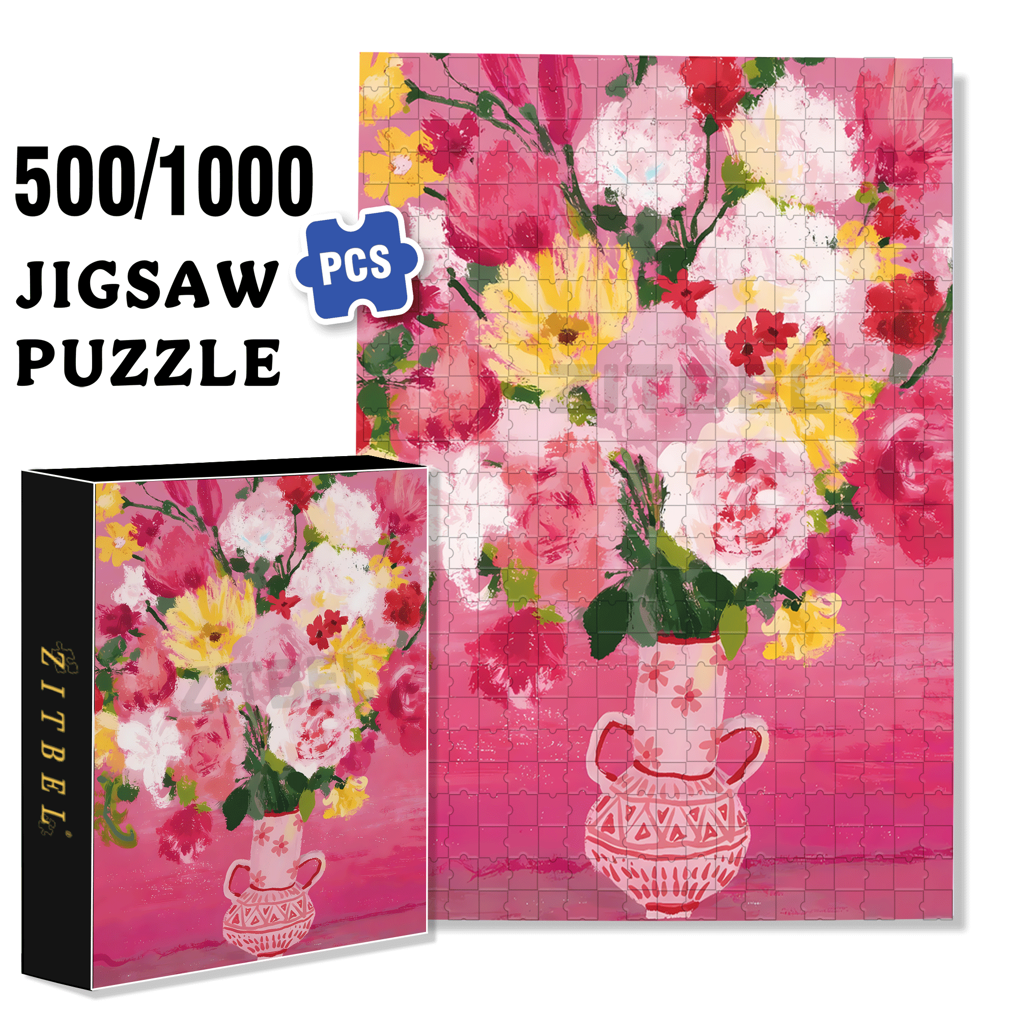 The First Bouquet Of Flowers In Spring 2 500pcs/1000pcs Jigsaw Puzzle, Scratch-Resistant, Interactive Family Game & Brain-Boosting DIY Decor, Perfect for Halloween, Christmas & New Year Gifts, Family Puzzle Game