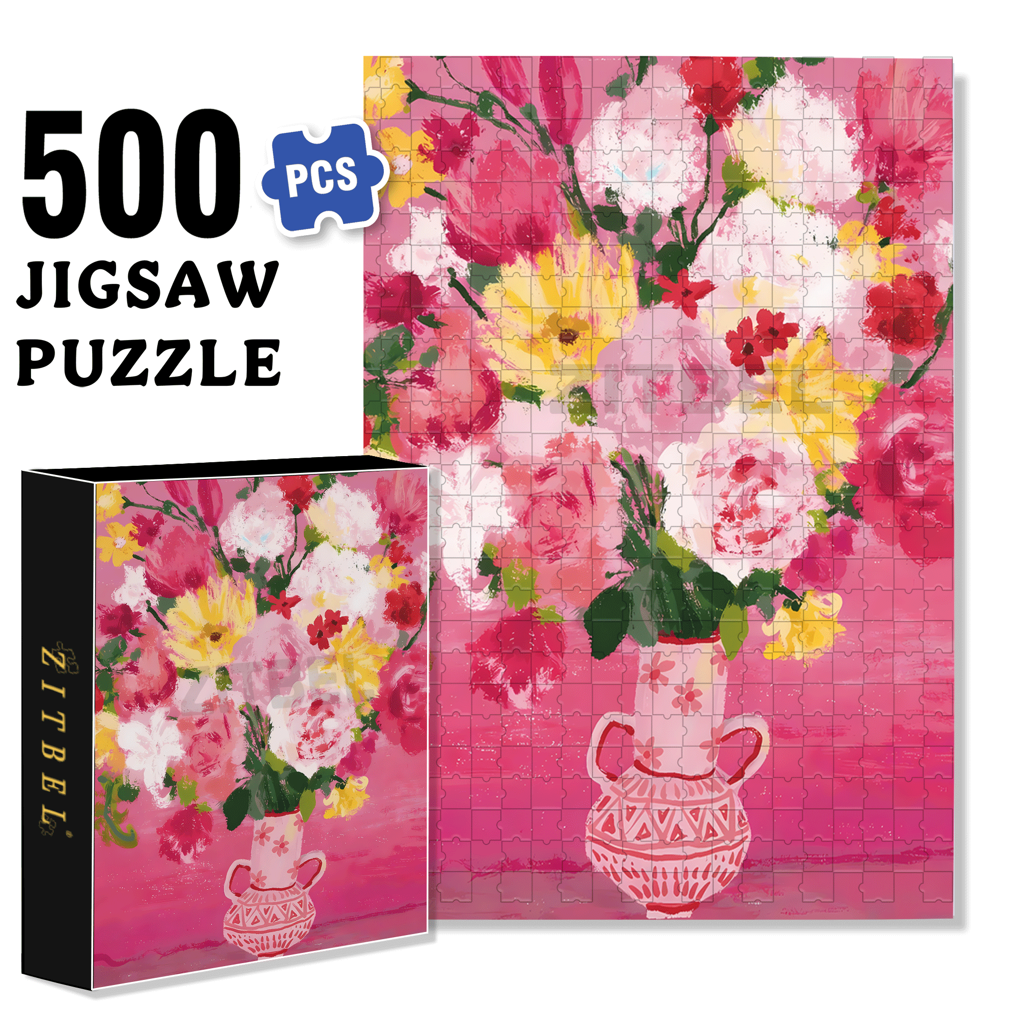 The First Bouquet Of Flowers In Spring 2 500pcs/1000pcs Jigsaw Puzzle, Scratch-Resistant, Interactive Family Game & Brain-Boosting DIY Decor, Perfect for Halloween, Christmas & New Year Gifts, Family Puzzle Game