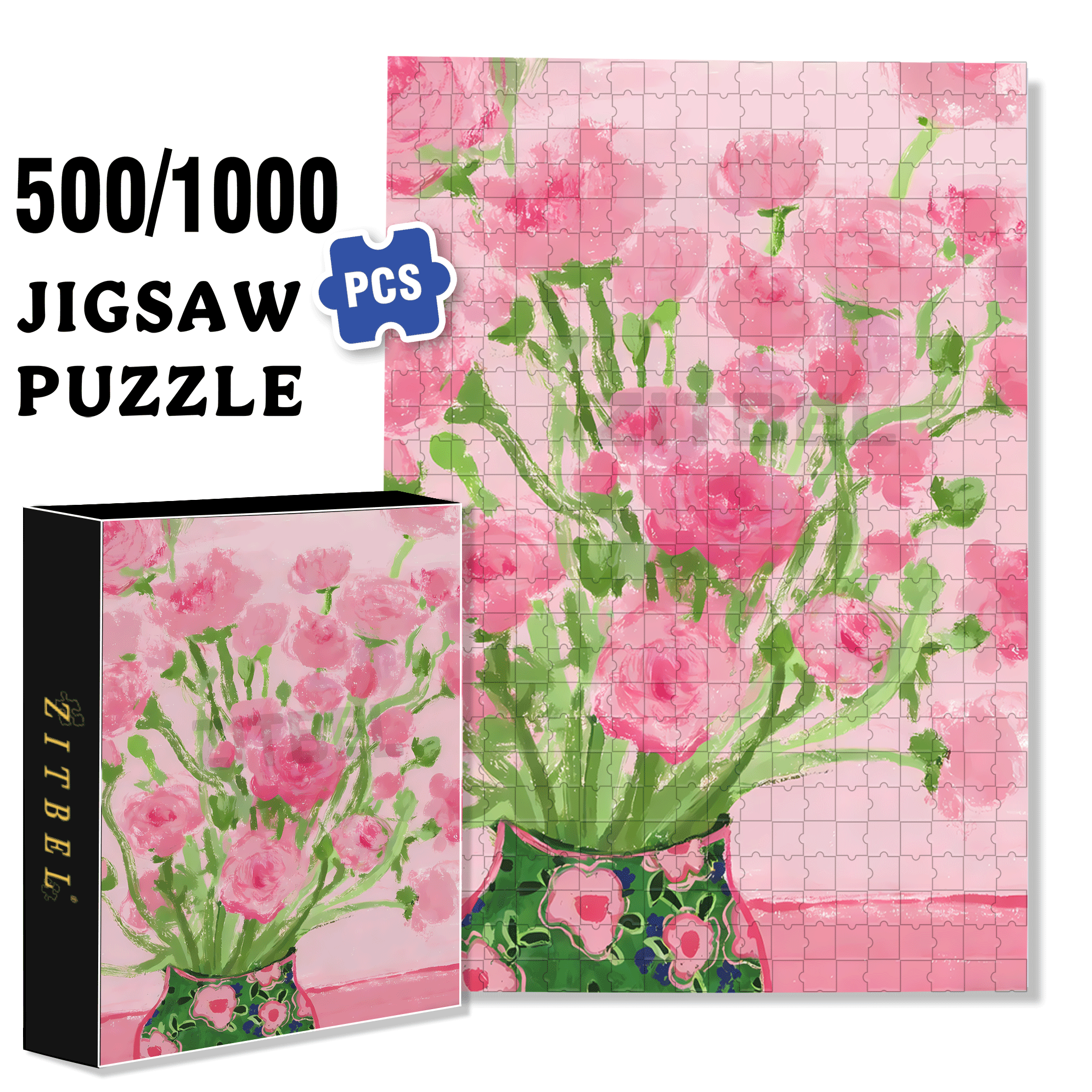 The First Bouquet Of Flowers In Spring 3 500pcs/1000pcs Jigsaw Puzzle, Scratch-Resistant, Interactive Family Game & Brain-Boosting DIY Decor, Perfect for Halloween, Christmas & New Year Gifts, Family Puzzle Game
