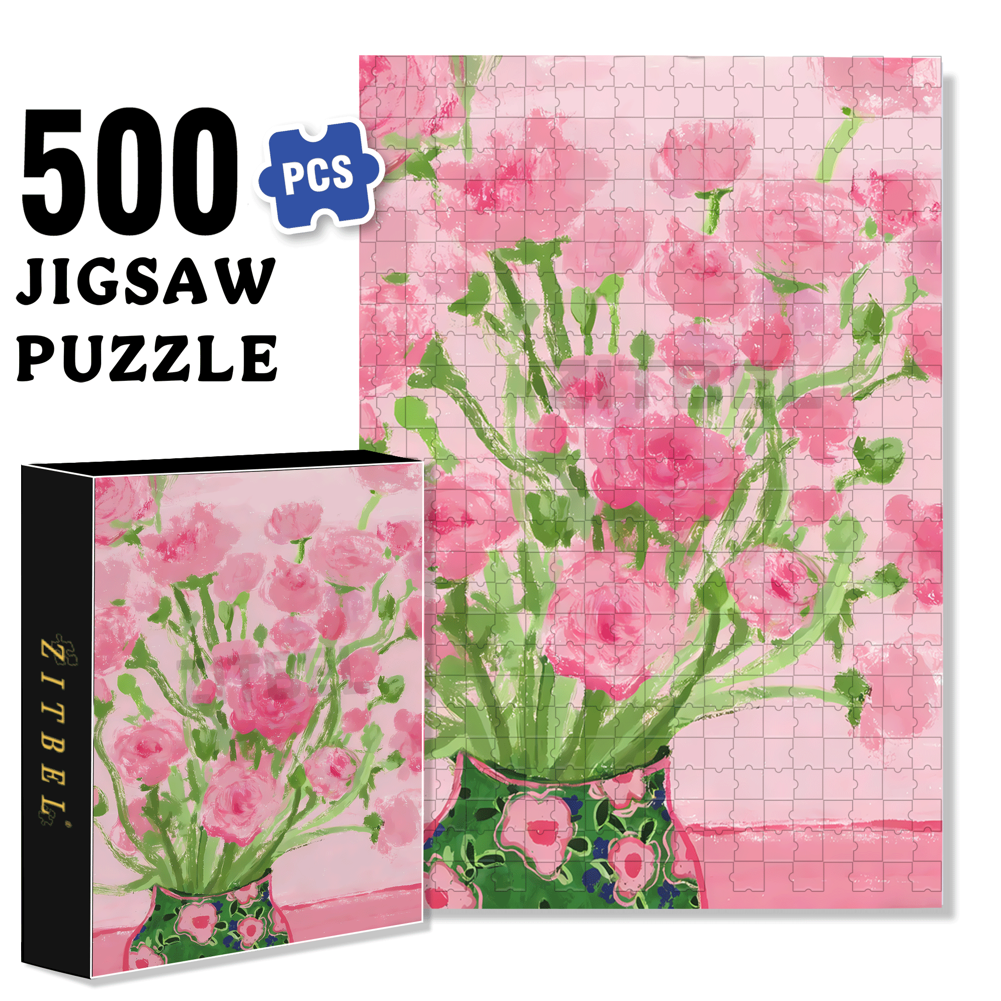 The First Bouquet Of Flowers In Spring 3 500pcs/1000pcs Jigsaw Puzzle, Scratch-Resistant, Interactive Family Game & Brain-Boosting DIY Decor, Perfect for Halloween, Christmas & New Year Gifts, Family Puzzle Game