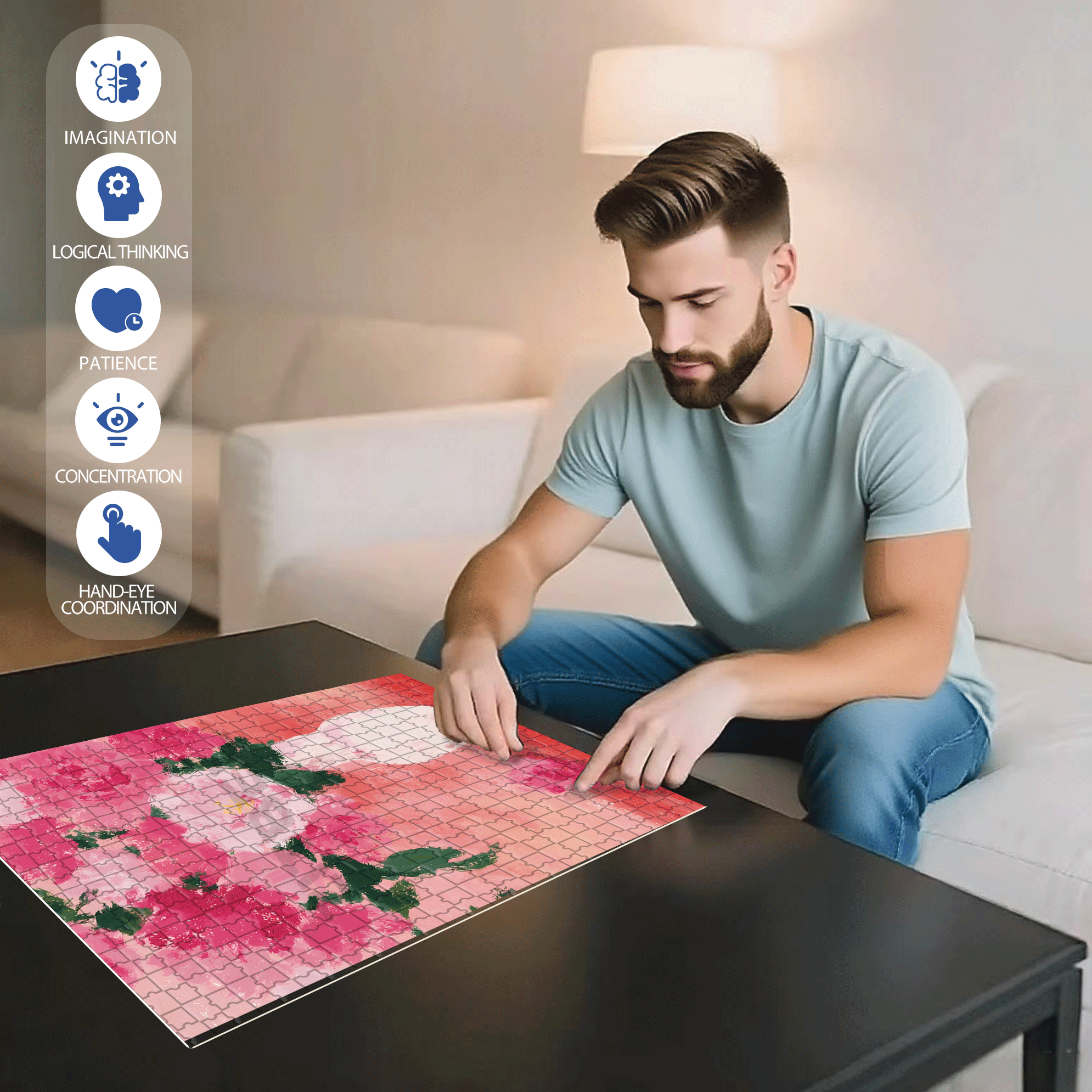 The First Bouquet Of Flowers In Spring 500pcs/1000pcs Jigsaw Puzzle, Scratch-Resistant, Interactive Family Game & Brain-Boosting DIY Decor, Perfect for Halloween, Christmas & New Year Gifts, Family Puzzle Game