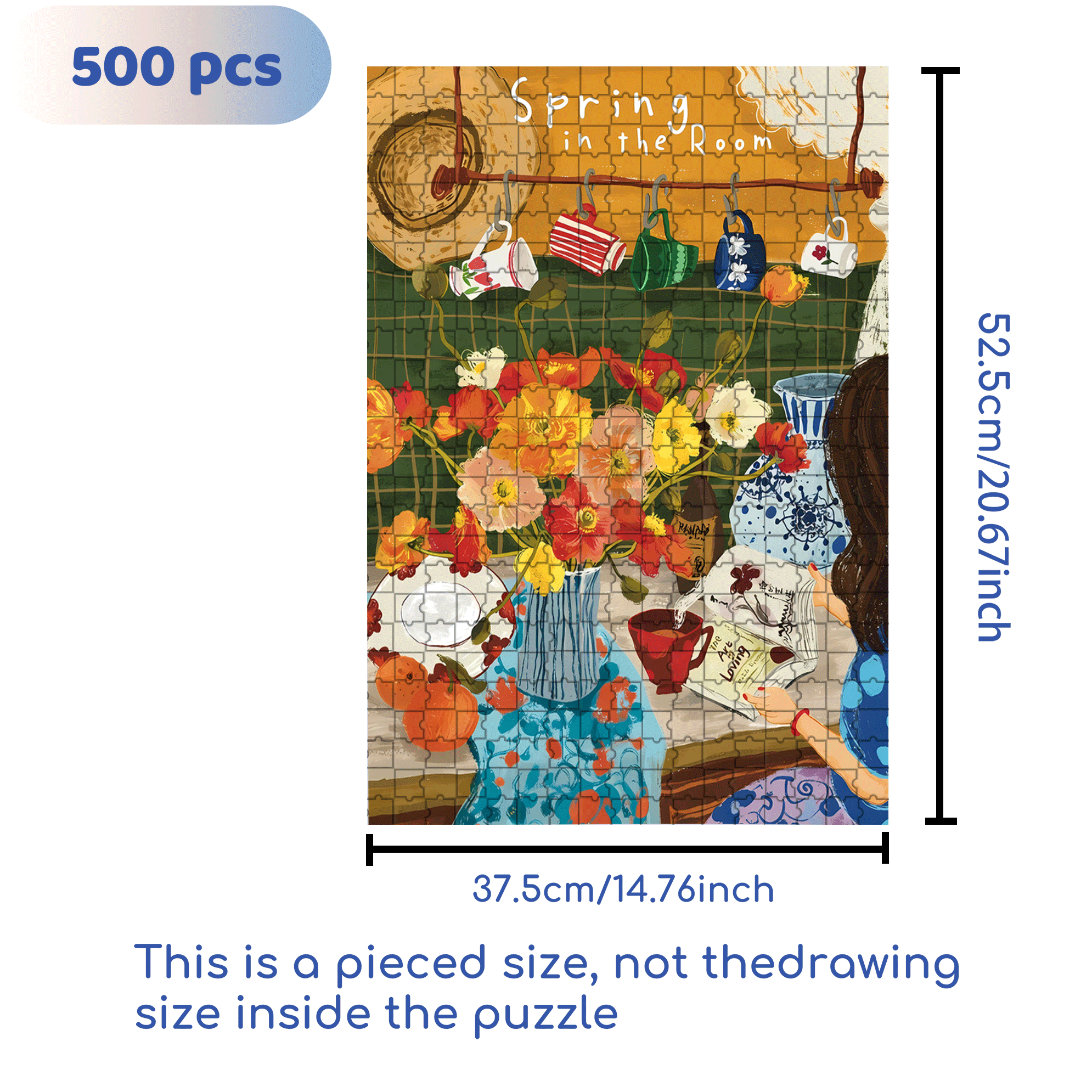 The Flowers In The Room 500pcs/1000pcs Jigsaw Puzzle, Scratch-Resistant, Interactive Family Game & Brain-Boosting DIY Decor, Perfect for Halloween, Christmas & New Year Gifts, Family Puzzle Game