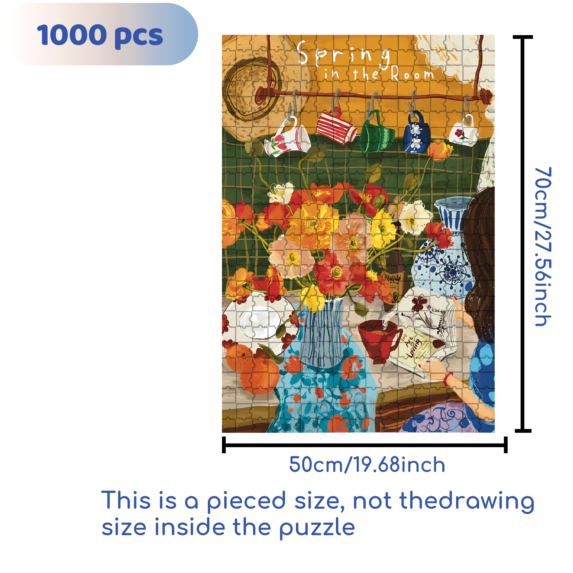 The Flowers In The Room 500pcs/1000pcs Jigsaw Puzzle, Scratch-Resistant, Interactive Family Game & Brain-Boosting DIY Decor, Perfect for Halloween, Christmas & New Year Gifts, Family Puzzle Game