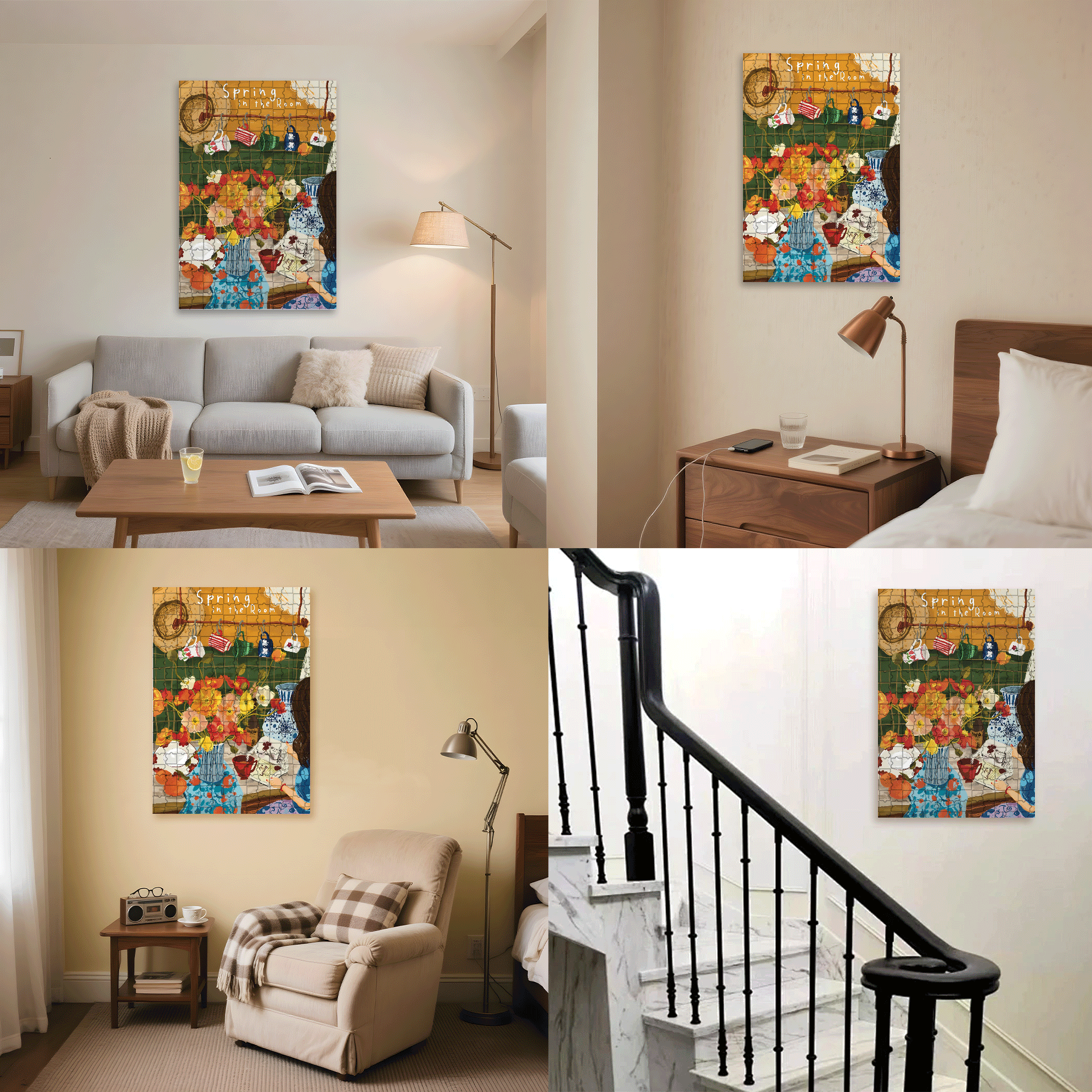 The Flowers In The Room 500pcs/1000pcs Jigsaw Puzzle, Scratch-Resistant, Interactive Family Game & Brain-Boosting DIY Decor, Perfect for Halloween, Christmas & New Year Gifts, Family Puzzle Game