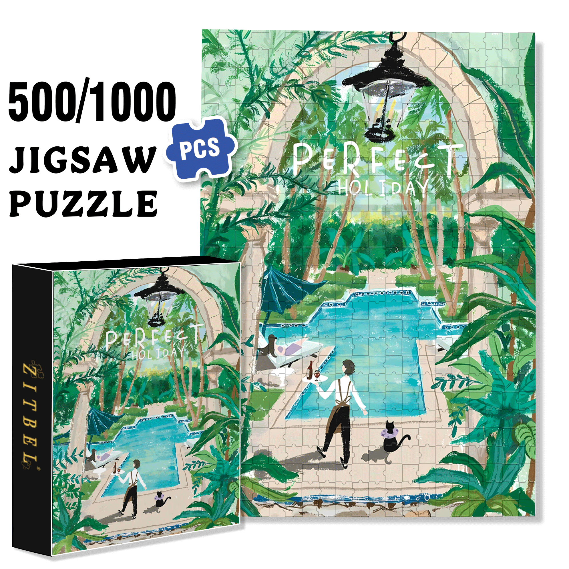 The Perfect Holiday 500pcs/1000pcs Jigsaw Puzzle, Scratch-Resistant, Interactive Family Game & Brain-Boosting DIY Decor, Perfect for Halloween, Christmas & New Year Gifts, Family Puzzle Game